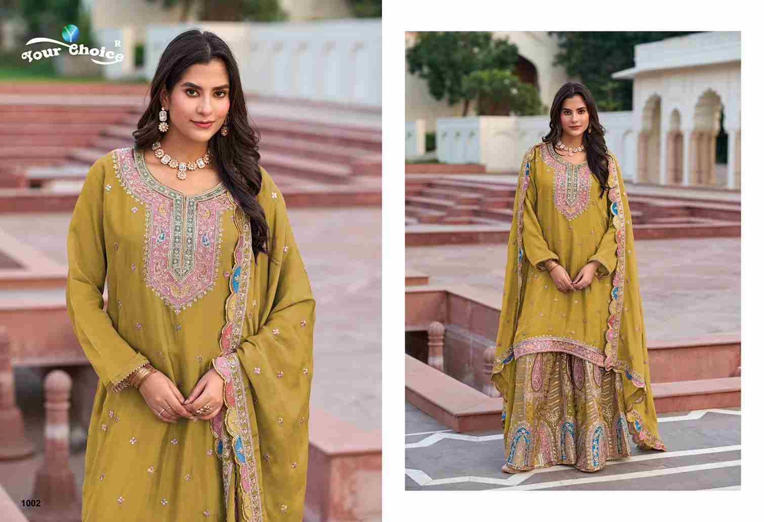 Zeenat By Your Choice 1001 To 1005 Series Beautiful Stylish Sharara Suits Fancy Colorful Casual Wear & Ethnic Wear & Ready To Wear Heavy Chinnon Embroidered Dresses At Wholesale Price