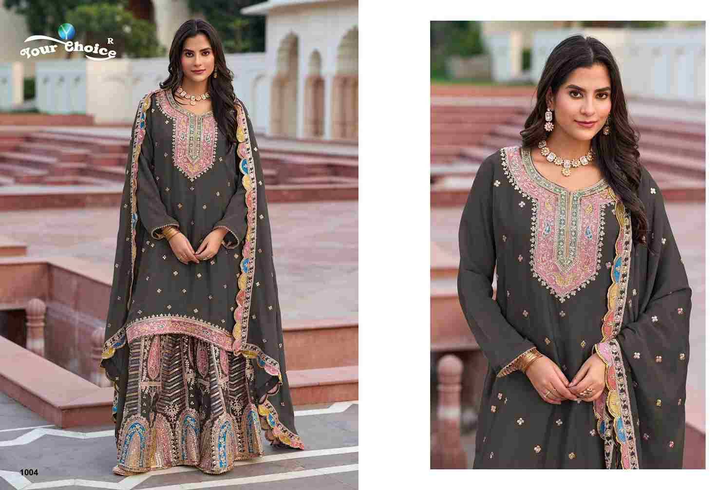 Zeenat By Your Choice 1001 To 1005 Series Beautiful Stylish Sharara Suits Fancy Colorful Casual Wear & Ethnic Wear & Ready To Wear Heavy Chinnon Embroidered Dresses At Wholesale Price