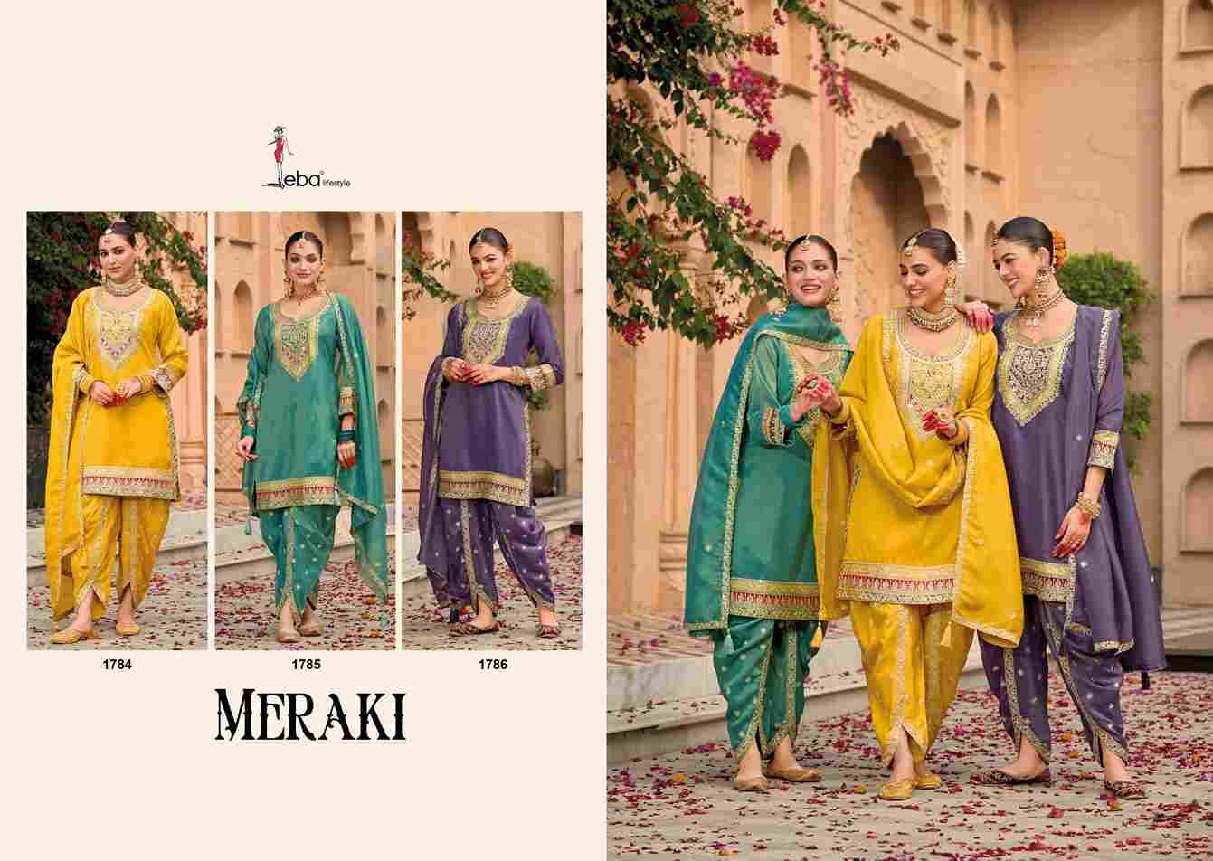 Meraki By Eba Lifestyle 1784 To 1786 Series Beautiful Festive Suits Colorful Stylish Fancy Casual Wear & Ethnic Wear Simmer Embroidery Dresses At Wholesale Price