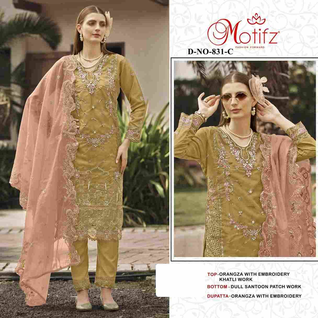 Motifz Hit Design 831 Colours By Motifz 831-A To 831-D Series Beautiful Pakistani Suits Colorful Stylish Fancy Casual Wear & Ethnic Wear Organza Dresses At Wholesale Price