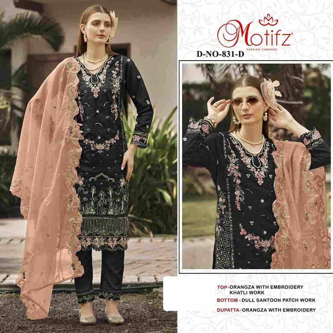 Motifz Hit Design 831 Colours By Motifz 831-A To 831-D Series Beautiful Pakistani Suits Colorful Stylish Fancy Casual Wear & Ethnic Wear Organza Dresses At Wholesale Price