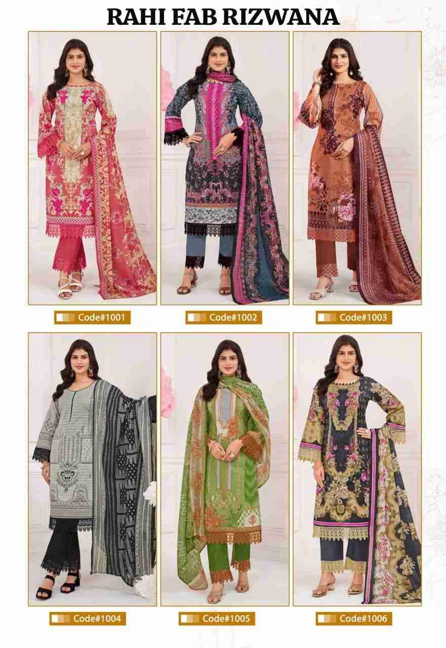 Rizwana By Rahi Fab 1001 To 1006 Series Beautiful Pakistani Suits Stylish Fancy Colorful Party Wear & Occasional Wear Pure Cotton Dresses At Wholesale Price