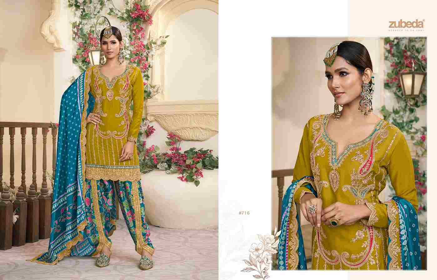 Kalamkari By Zubeda 714 To 717 Series Designer Festive Suits Beautiful Fancy Colorful Stylish Party Wear & Occasional Wear Chinnon Silk Dresses At Wholesale Price