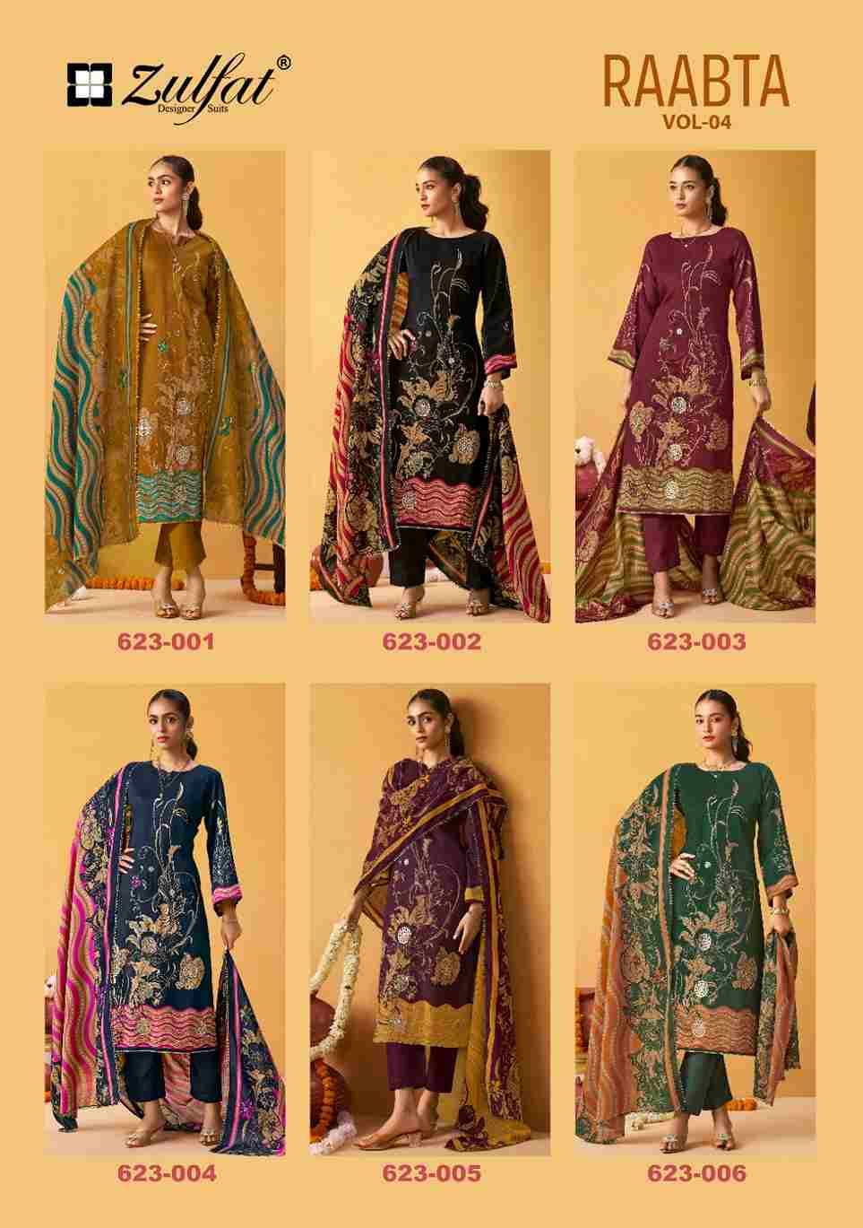 Raabta Vol-4 By Zulfat 623-001 To 623-006 Series Beautiful Festive Suits Stylish Fancy Colorful Casual Wear & Ethnic Wear Pure Jam Cotton Print Dresses At Wholesale Price