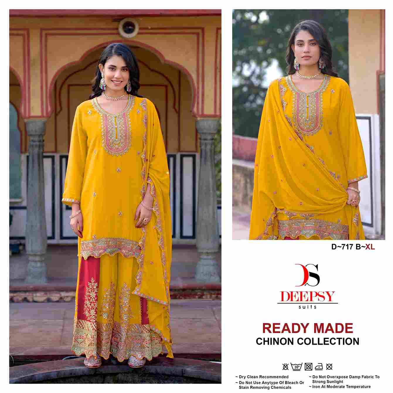 Deepsy Hit Design 717 Colours By Deepsy Suits 717-A To 717-D Series Beautiful Pakistani Suits Colorful Stylish Fancy Casual Wear & Ethnic Wear Pure Chinnon Embroidered Dresses At Wholesale Price