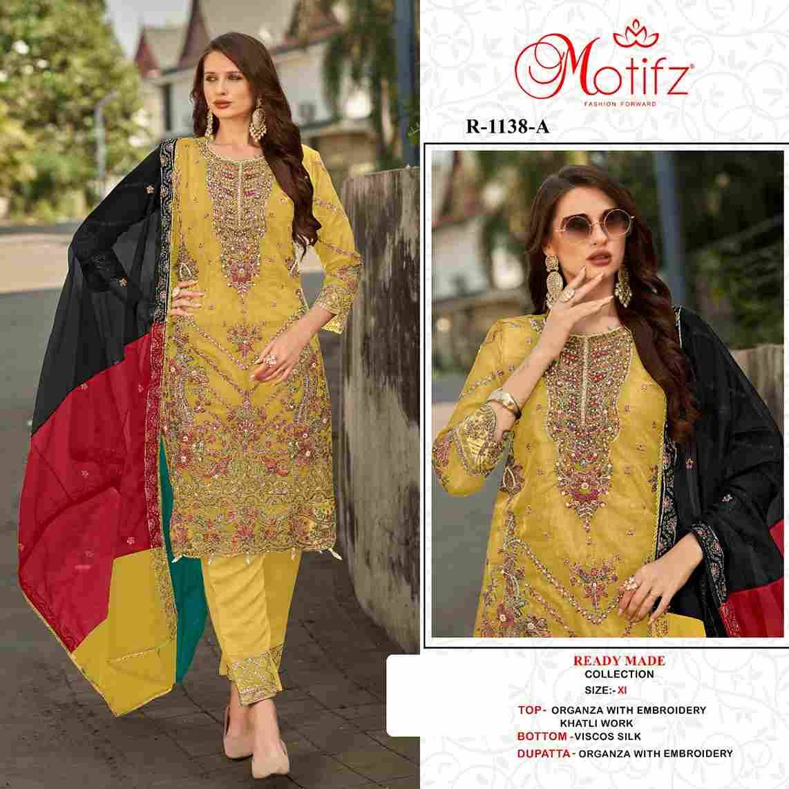 Motifz Hit Design 1138 Colours By Motifz 1138-A To 1138-D Series Beautiful Pakistani Suits Colorful Stylish Fancy Casual Wear & Ethnic Wear Organza Dresses At Wholesale Price