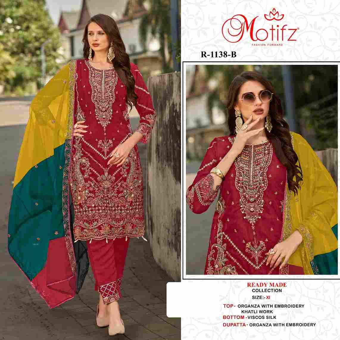 Motifz Hit Design 1138 Colours By Motifz 1138-A To 1138-D Series Beautiful Pakistani Suits Colorful Stylish Fancy Casual Wear & Ethnic Wear Organza Dresses At Wholesale Price