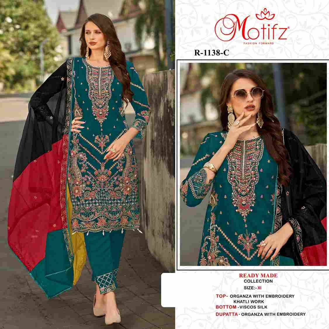 Motifz Hit Design 1138 Colours By Motifz 1138-A To 1138-D Series Beautiful Pakistani Suits Colorful Stylish Fancy Casual Wear & Ethnic Wear Organza Dresses At Wholesale Price