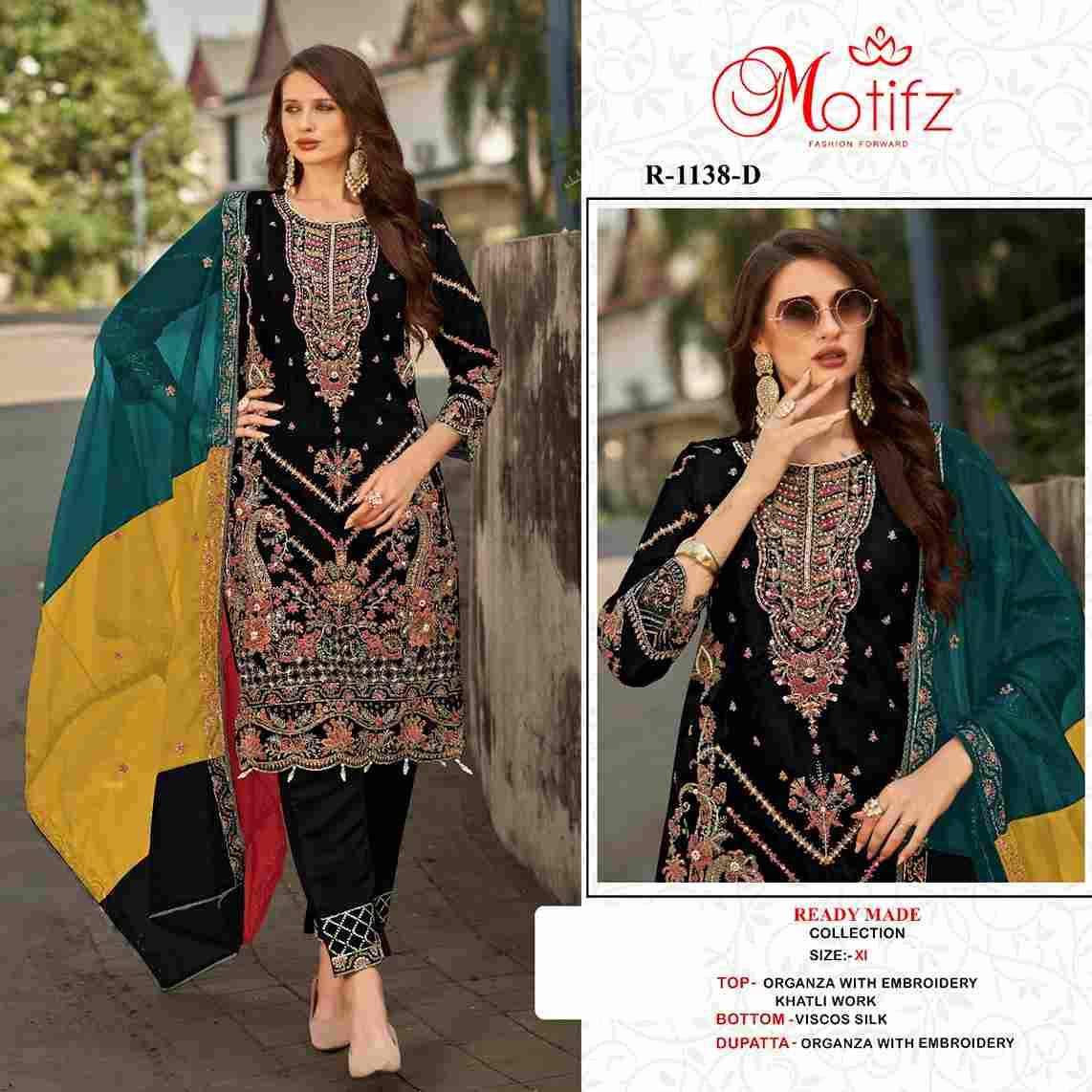 Motifz Hit Design 1138 Colours By Motifz 1138-A To 1138-D Series Beautiful Pakistani Suits Colorful Stylish Fancy Casual Wear & Ethnic Wear Organza Dresses At Wholesale Price