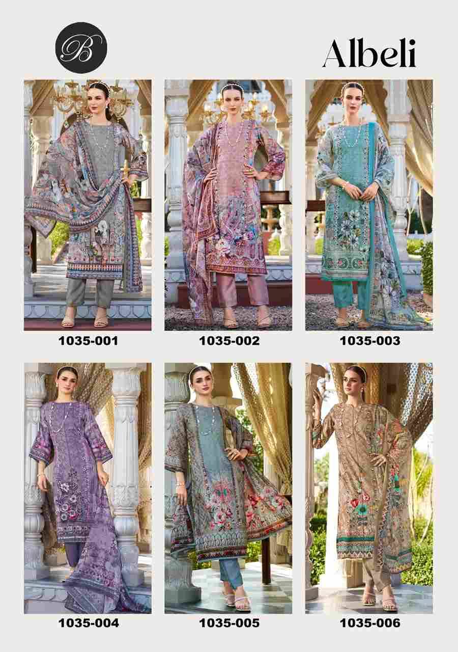 Albeli By Belliza 1035-001 To 1035-006 Series Beautiful Suits Colorful Stylish Fancy Casual Wear & Ethnic Wear Pure Jam Cotton Print With Embroidered Dresses At Wholesale Price