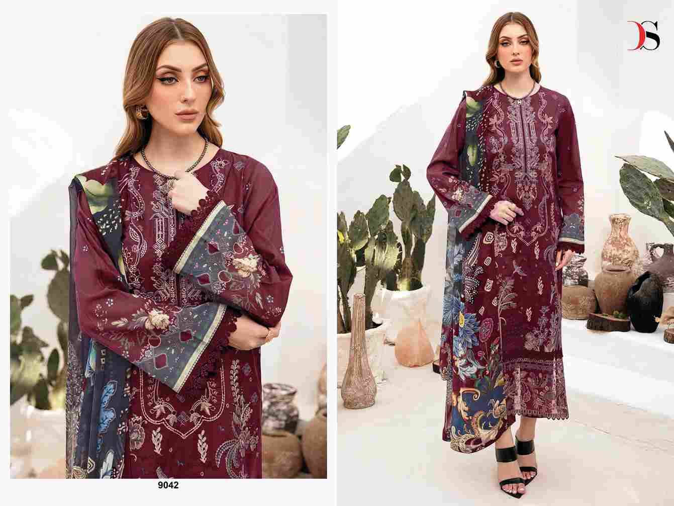 Cheveron Vol-13 By Deepsy Suits 9041 To 9046 Series Designer Pakistani Suits Beautiful Stylish Fancy Colorful Party Wear & Occasional Wear Pure Cotton Embroidered Dresses At Wholesale Price