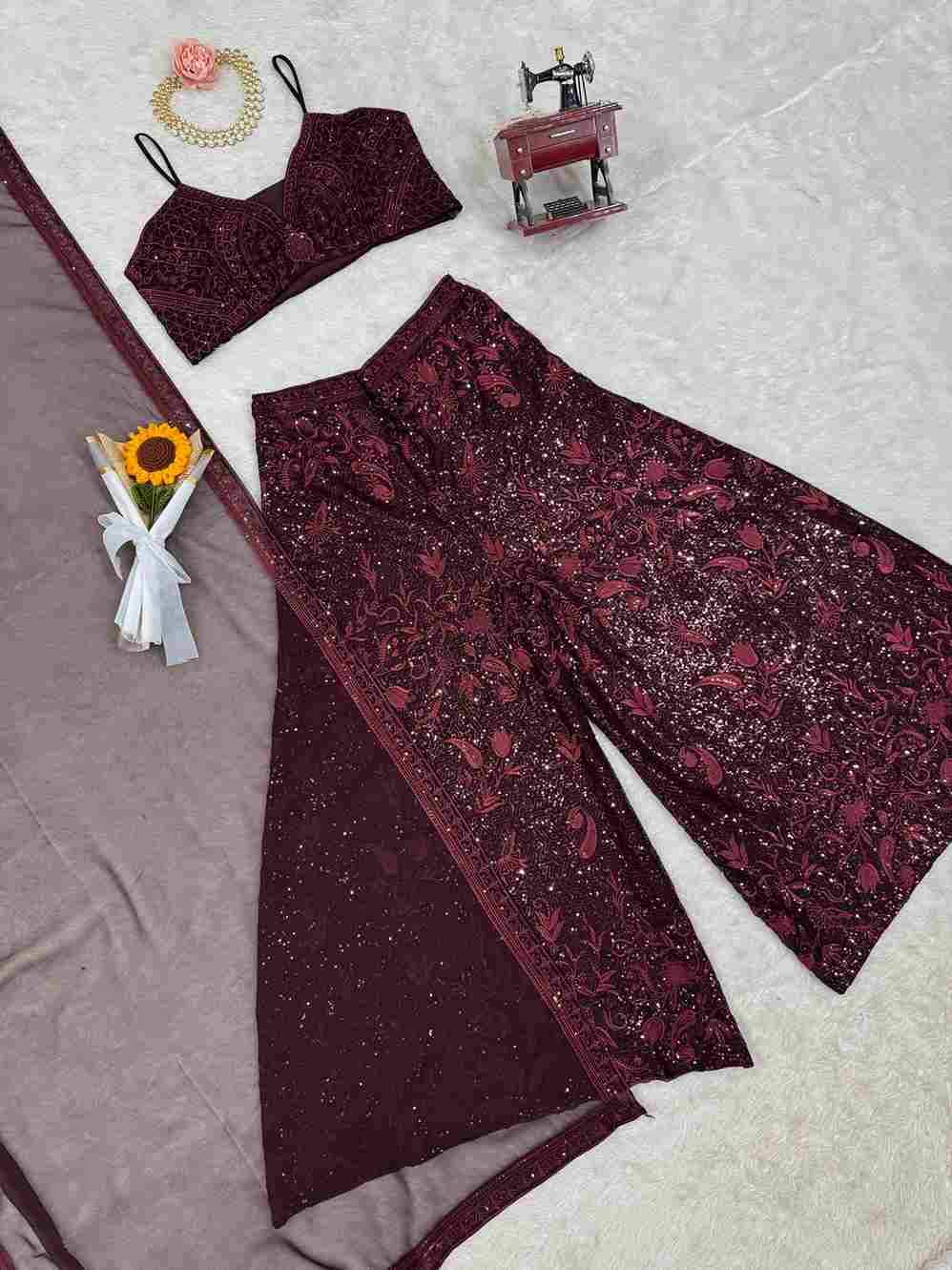 5825 By Kaamiri Designer Stylish Fancy Colorful Beautiful Party Wear & Ethnic Wear Collection Faux Georgette Blouse With Bottom At Wholesale Price