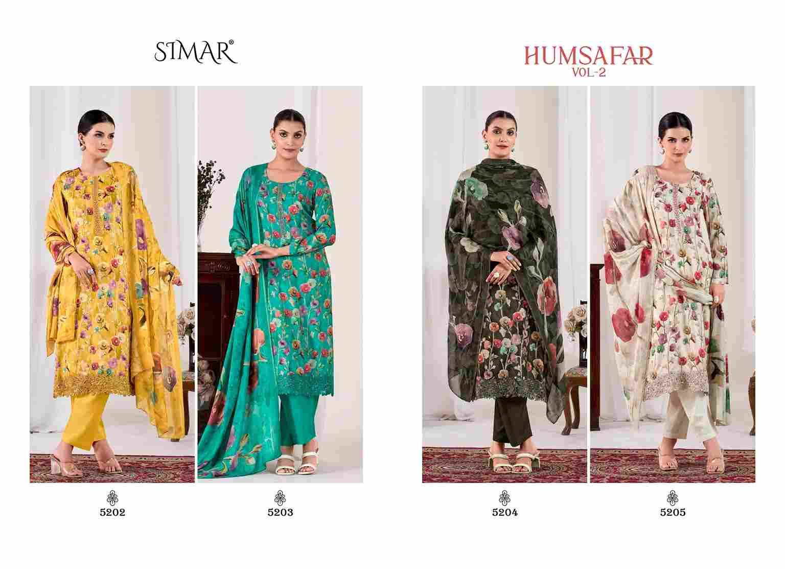 Humsafar Vol-2 By Simar 5202 To 5205 Series Beautiful Festive Suits Stylish Fancy Colorful Casual Wear & Ethnic Wear Pure Viscose Muslin Dresses At Wholesale Price