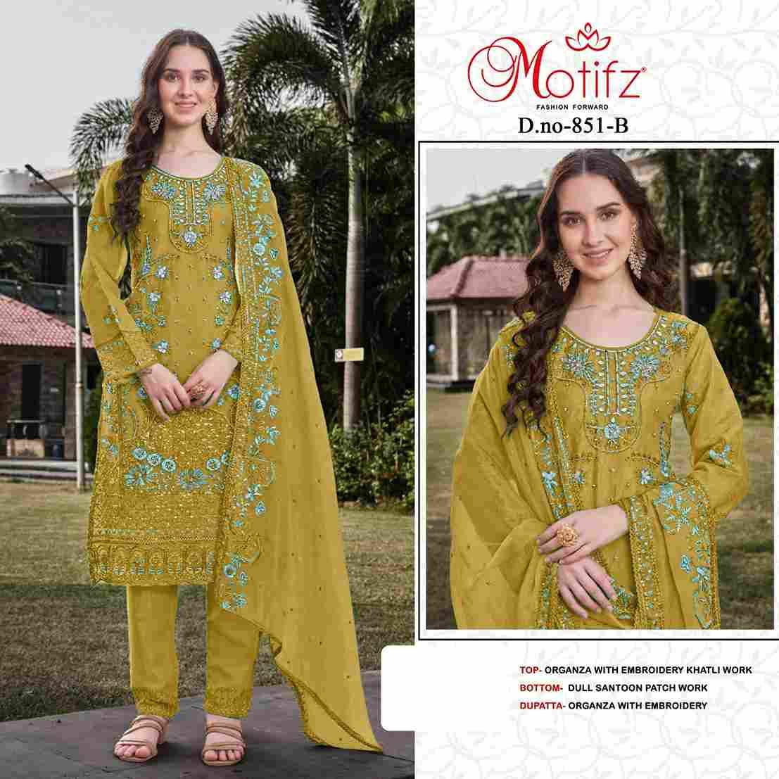 Motifz Hit Design 851 Colours By Motifz 851-A To 851-D Series Beautiful Pakistani Suits Colorful Stylish Fancy Casual Wear & Ethnic Wear Organza Dresses At Wholesale Price