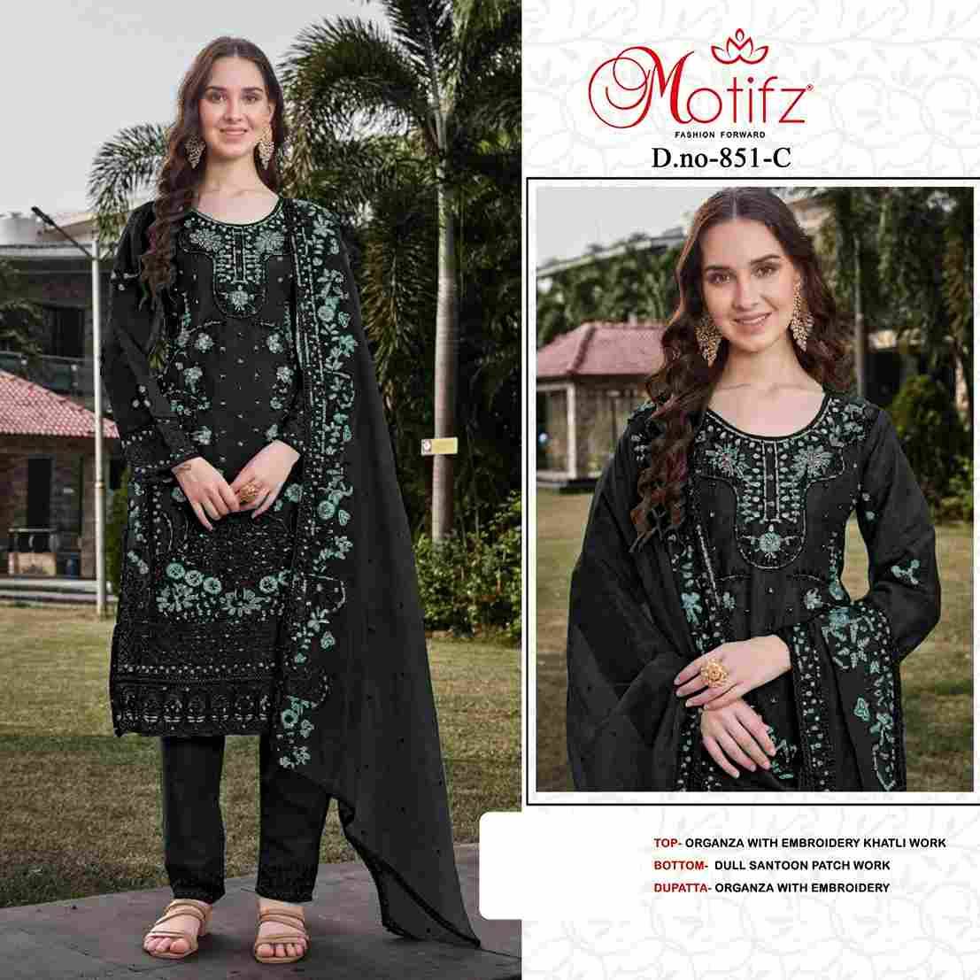 Motifz Hit Design 851 Colours By Motifz 851-A To 851-D Series Beautiful Pakistani Suits Colorful Stylish Fancy Casual Wear & Ethnic Wear Organza Dresses At Wholesale Price