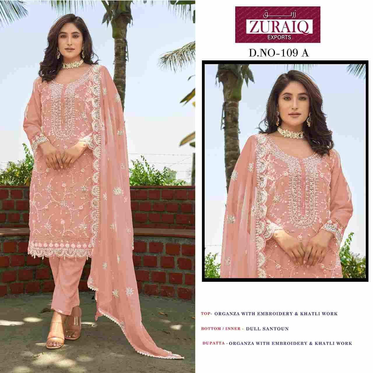 Zuraiq 109 Colours By Zuraiq 109-A To 109-C Series Pakistani Stylish Beautiful Colourful Printed & Embroidered Party Wear & Occasional Wear Organza Dresses At Wholesale Price