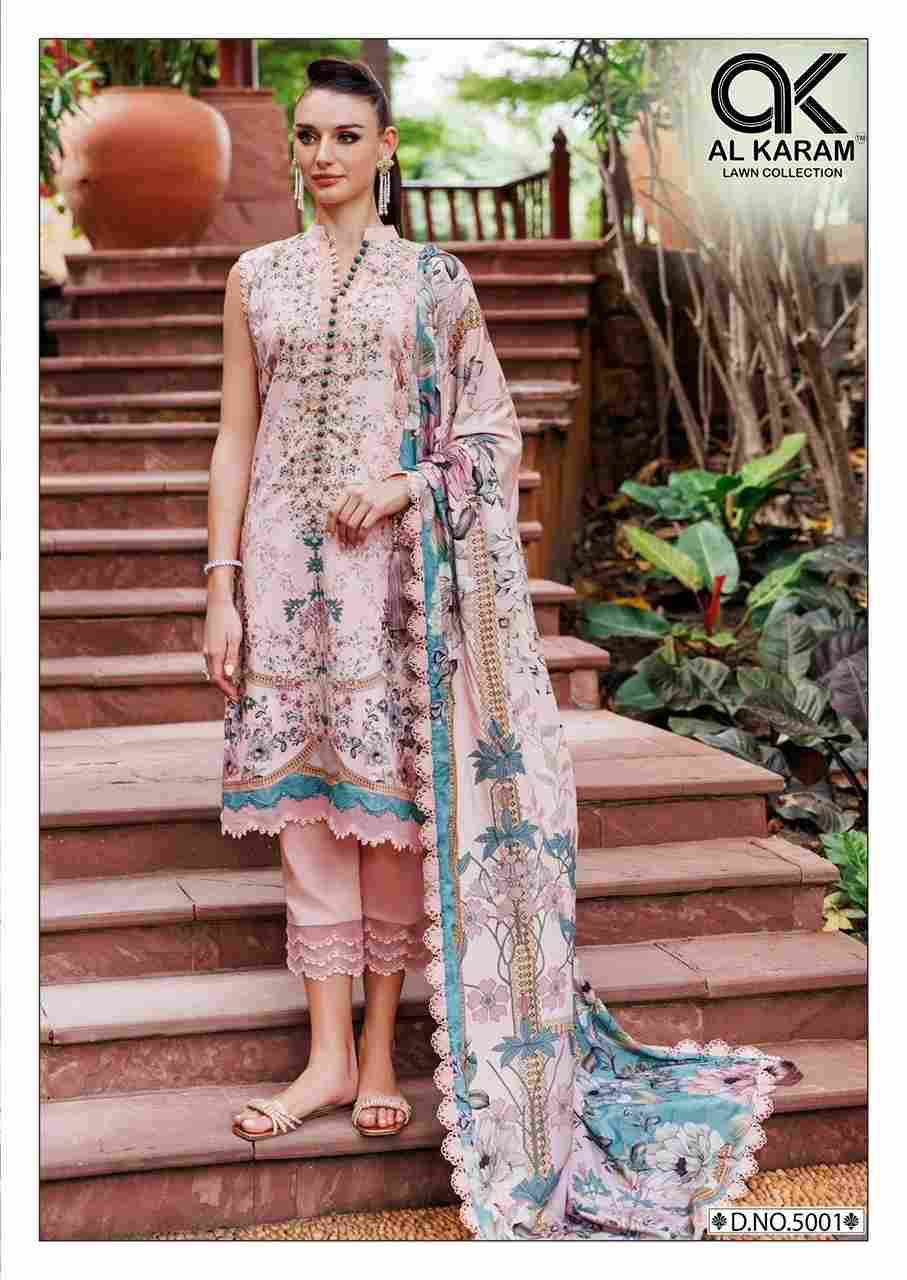 Florence Vol-5 By Al Karam Lawn Collection 5001 To 5006 Series Beautiful Pakistani Suits Stylish Fancy Colorful Casual Wear & Ethnic Wear Pure Cambric Dresses At Wholesale Price