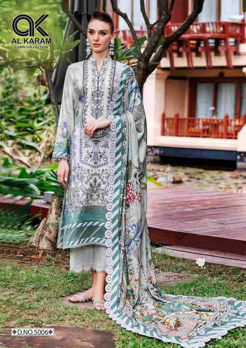 Florence Vol-5 By Al Karam Lawn Collection 5001 To 5006 Series Beautiful Pakistani Suits Stylish Fancy Colorful Casual Wear & Ethnic Wear Pure Cambric Dresses At Wholesale Price