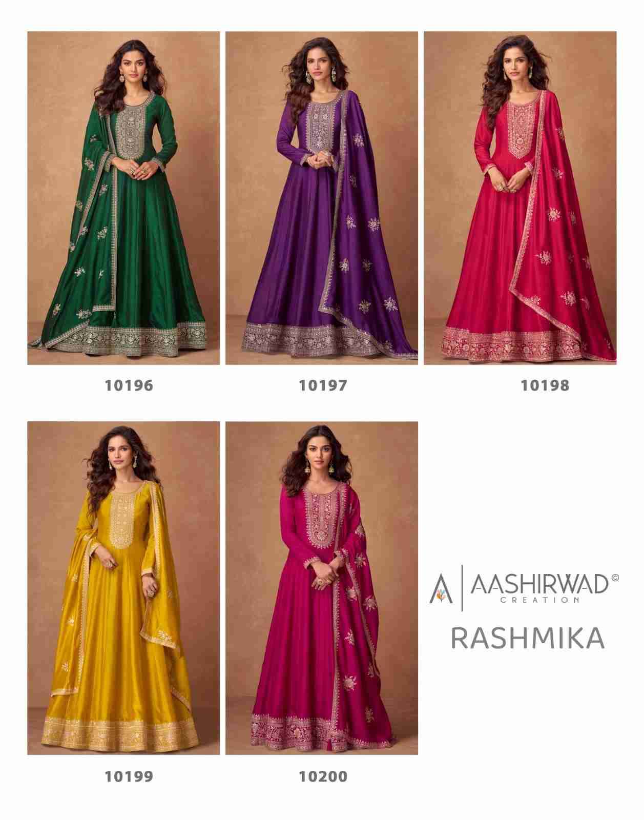 Rashmika By Aashirwad Creation 10196 To 10200 Series Designer Stylish Fancy Colorful Beautiful Party Wear & Ethnic Wear Collection Premium Silk Gowns With Dupatta At Wholesale Price