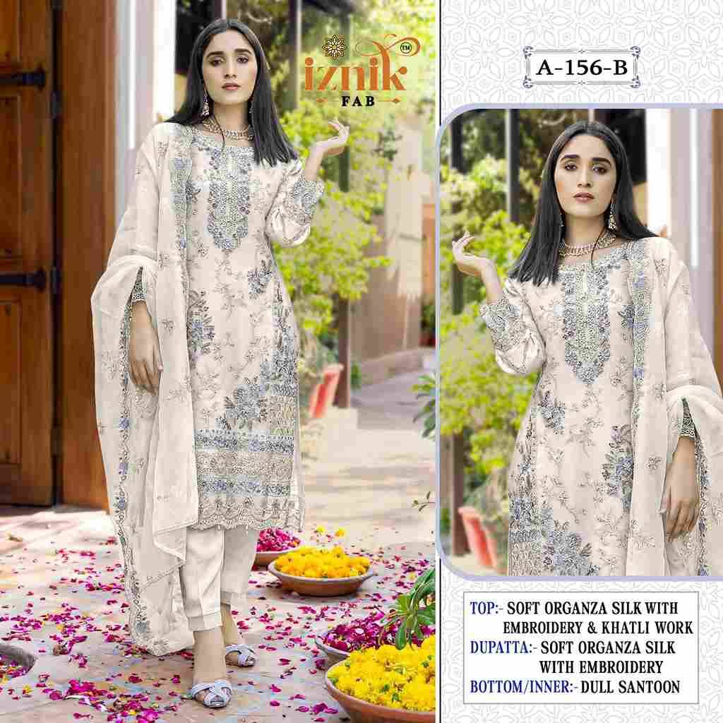 Iznik 156 Colours By Iznik Fab 156-A To 156-D Series Designer Pakistani Suits Beautiful Stylish Fancy Colorful Party Wear & Occasional Wear Organza Silk With Embroidery Dresses At Wholesale Price