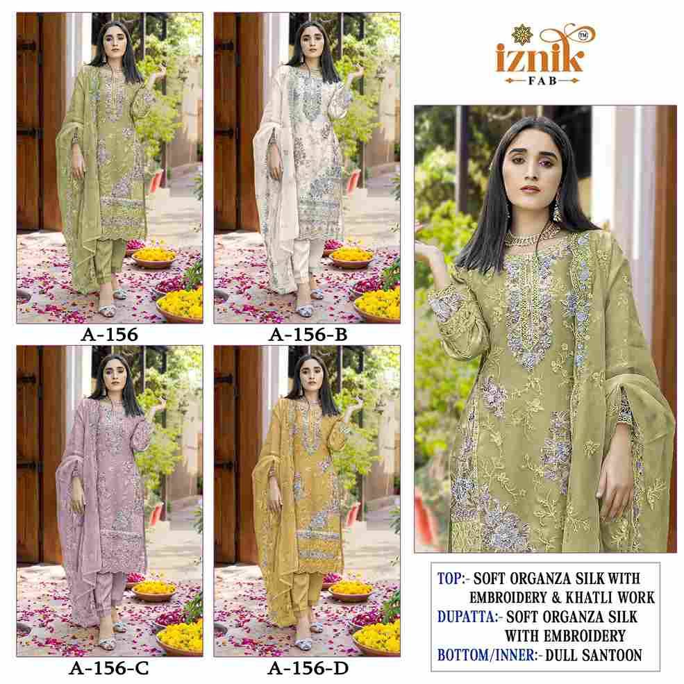 Iznik 156 Colours By Iznik Fab 156-A To 156-D Series Designer Pakistani Suits Beautiful Stylish Fancy Colorful Party Wear & Occasional Wear Organza Silk With Embroidery Dresses At Wholesale Price