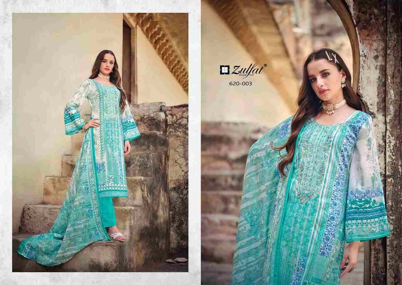 Gulnaaz By Zulfat 620-001 To 620-008 Series Beautiful Festive Suits Stylish Fancy Colorful Casual Wear & Ethnic Wear Pure Cotton Print Dresses At Wholesale Price