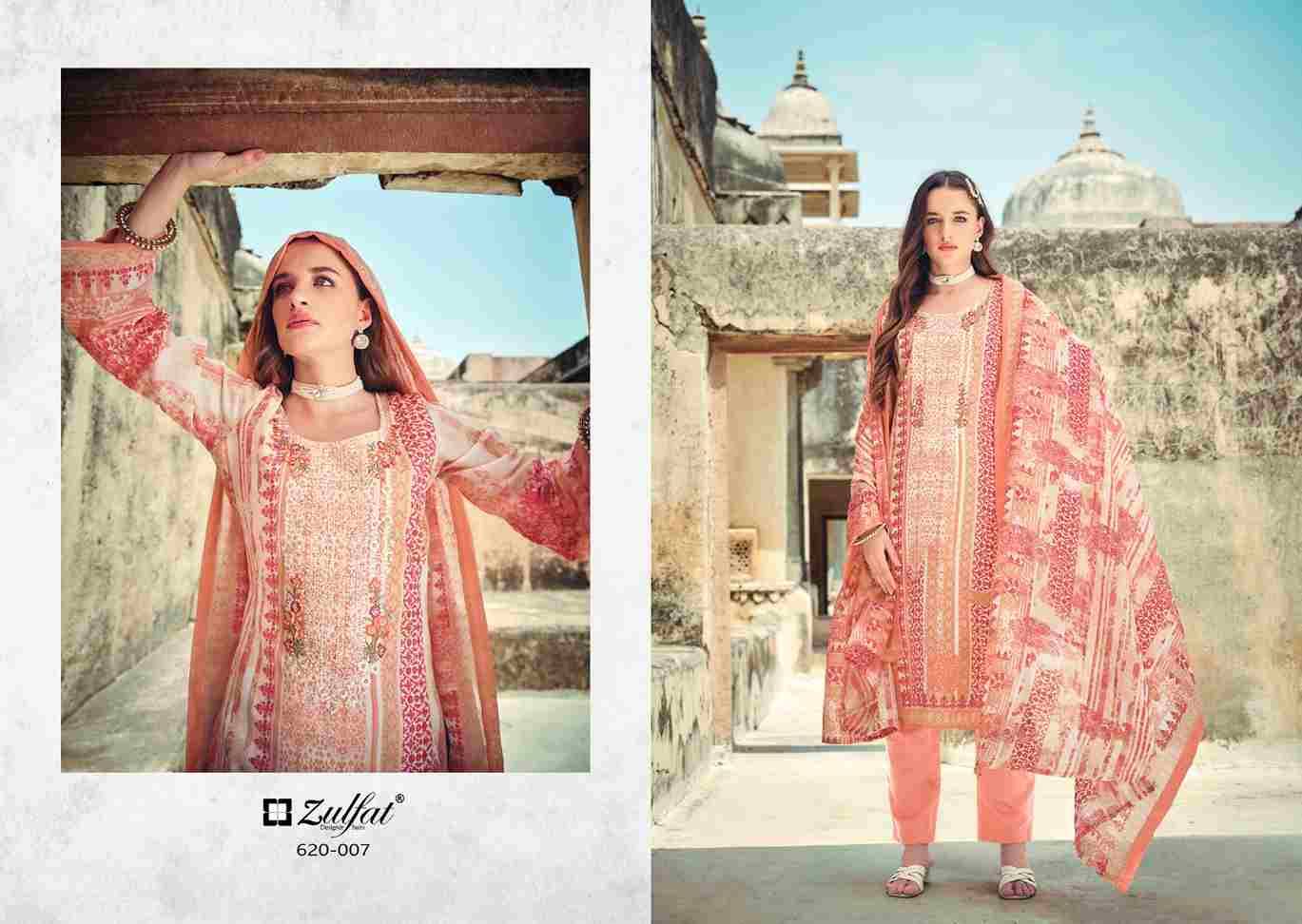 Gulnaaz By Zulfat 620-001 To 620-008 Series Beautiful Festive Suits Stylish Fancy Colorful Casual Wear & Ethnic Wear Pure Cotton Print Dresses At Wholesale Price