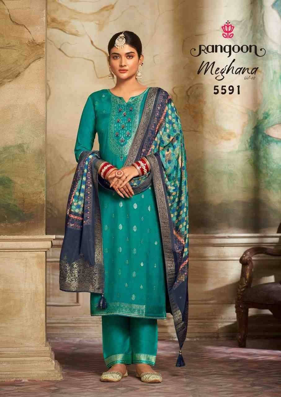 Meghana Vol-2 By Rangoon 5591 To 5594 Series Beautiful Stylish Festive Suits Fancy Colorful Casual Wear & Ethnic Wear & Ready To Wear Jacquard Dresses At Wholesale Price