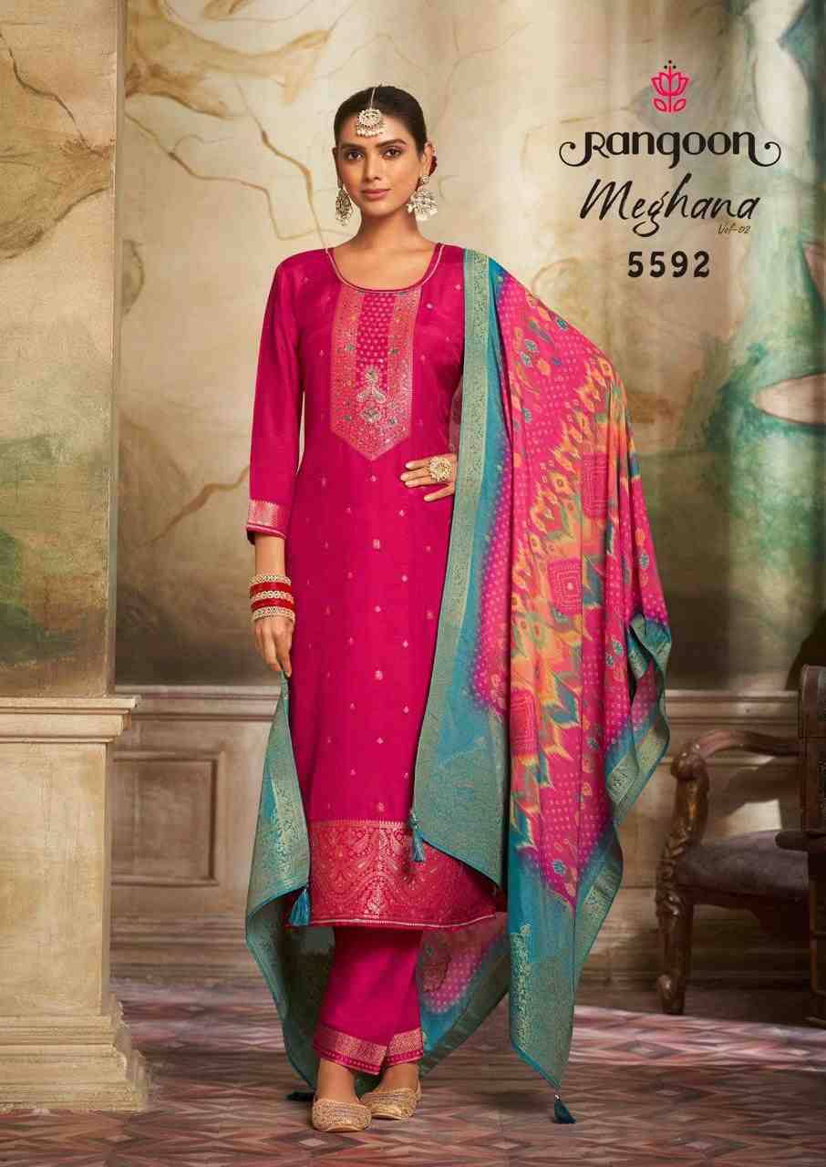 Meghana Vol-2 By Rangoon 5591 To 5594 Series Beautiful Stylish Festive Suits Fancy Colorful Casual Wear & Ethnic Wear & Ready To Wear Jacquard Dresses At Wholesale Price