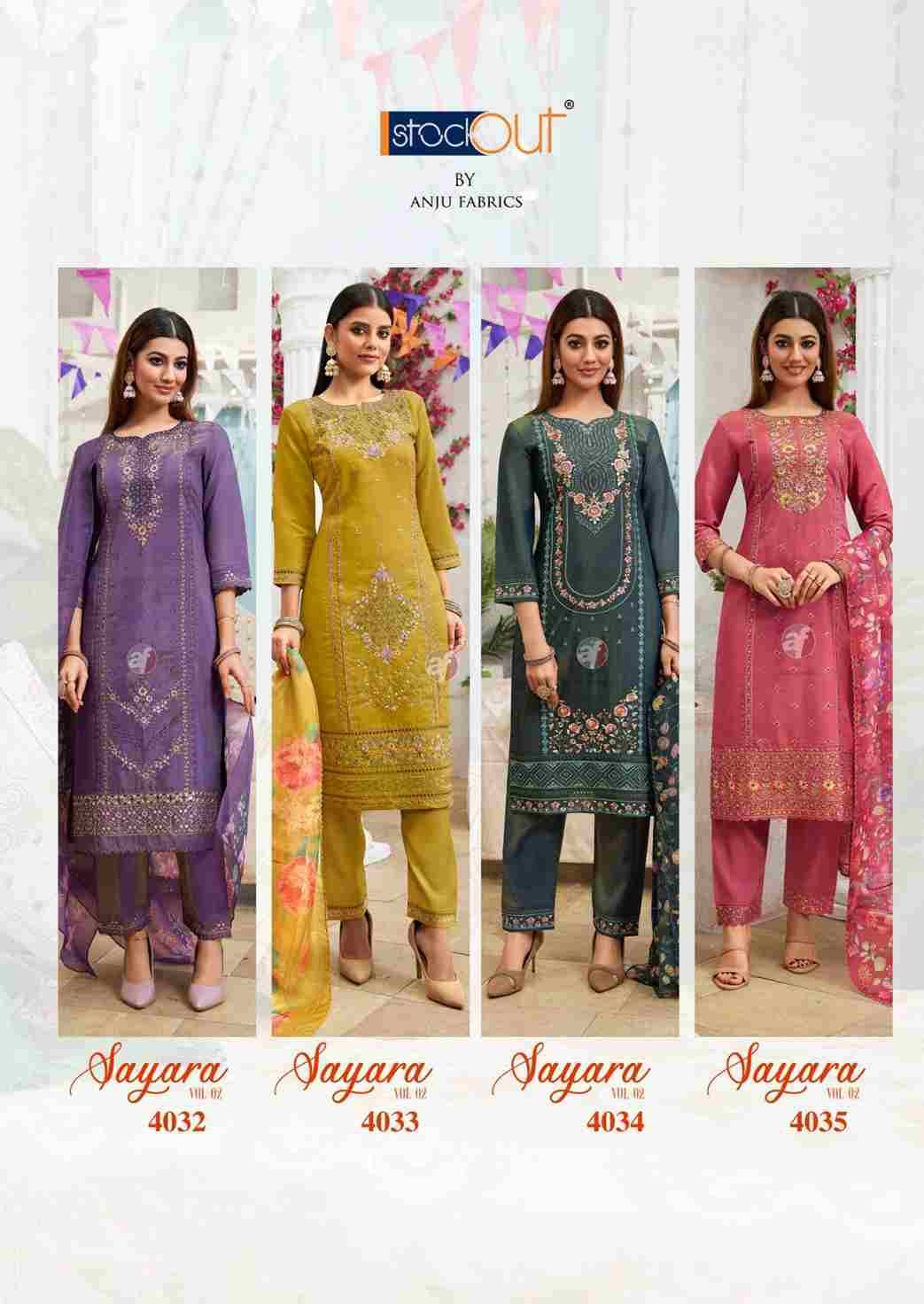 Sayara Vol-2 By Anju Fabrics 4031 To 4035 Series Beautiful Festive Suits Colorful Stylish Fancy Casual Wear & Ethnic Wear Simmer Dresses At Wholesale Price