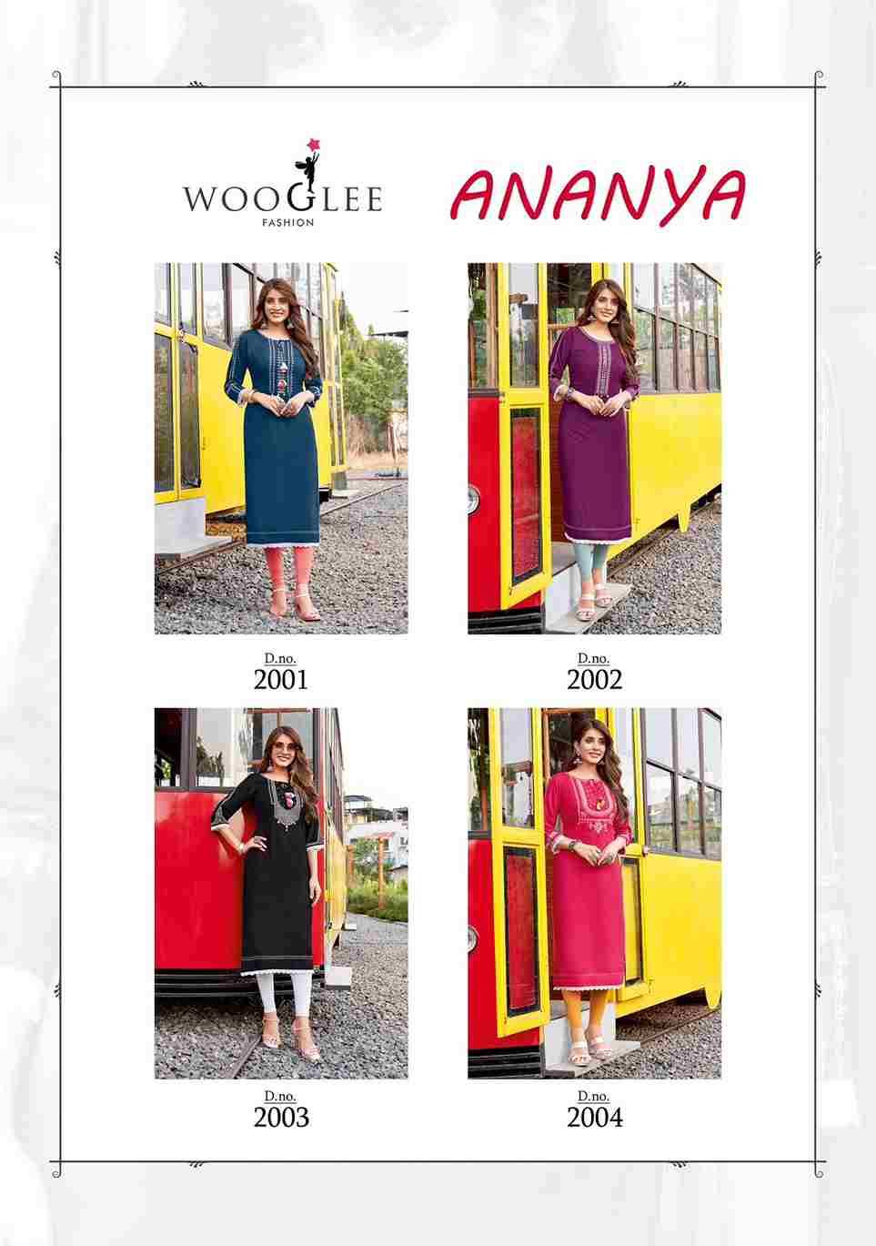 Ananya By Wooglee 2001 To 2004 Series Designer Stylish Fancy Colorful Beautiful Party Wear & Ethnic Wear Collection Heavy Rayon Print Kurtis At Wholesale Price