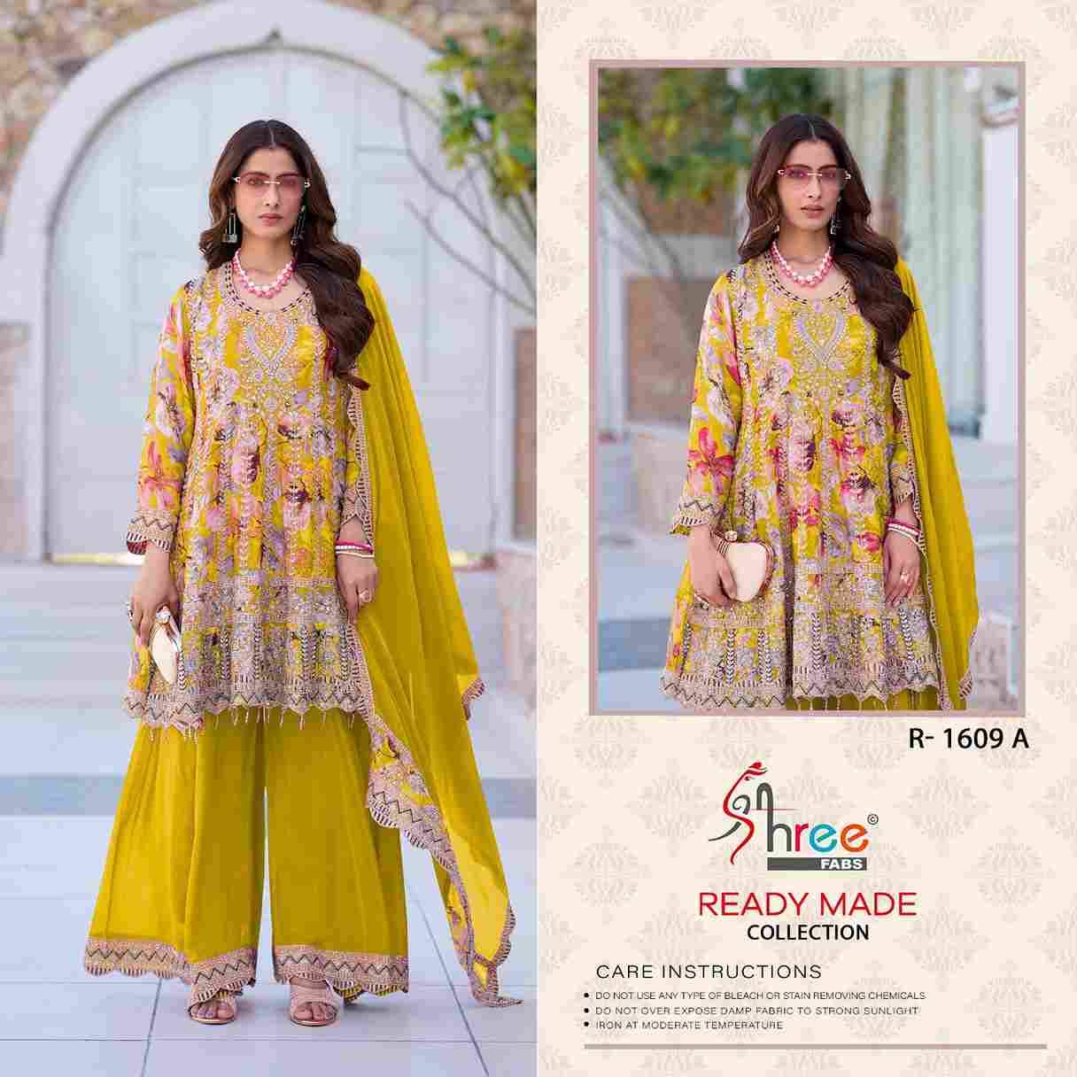 Shree Fabs Hit Design R-1609 Colours By Shree Fabs R-1609-A To R-1609-D Series Beautiful Pakistani Suits Stylish Fancy Colorful Party Wear & Occasional Wear Chinnon Embroidered Dresses At Wholesale Price