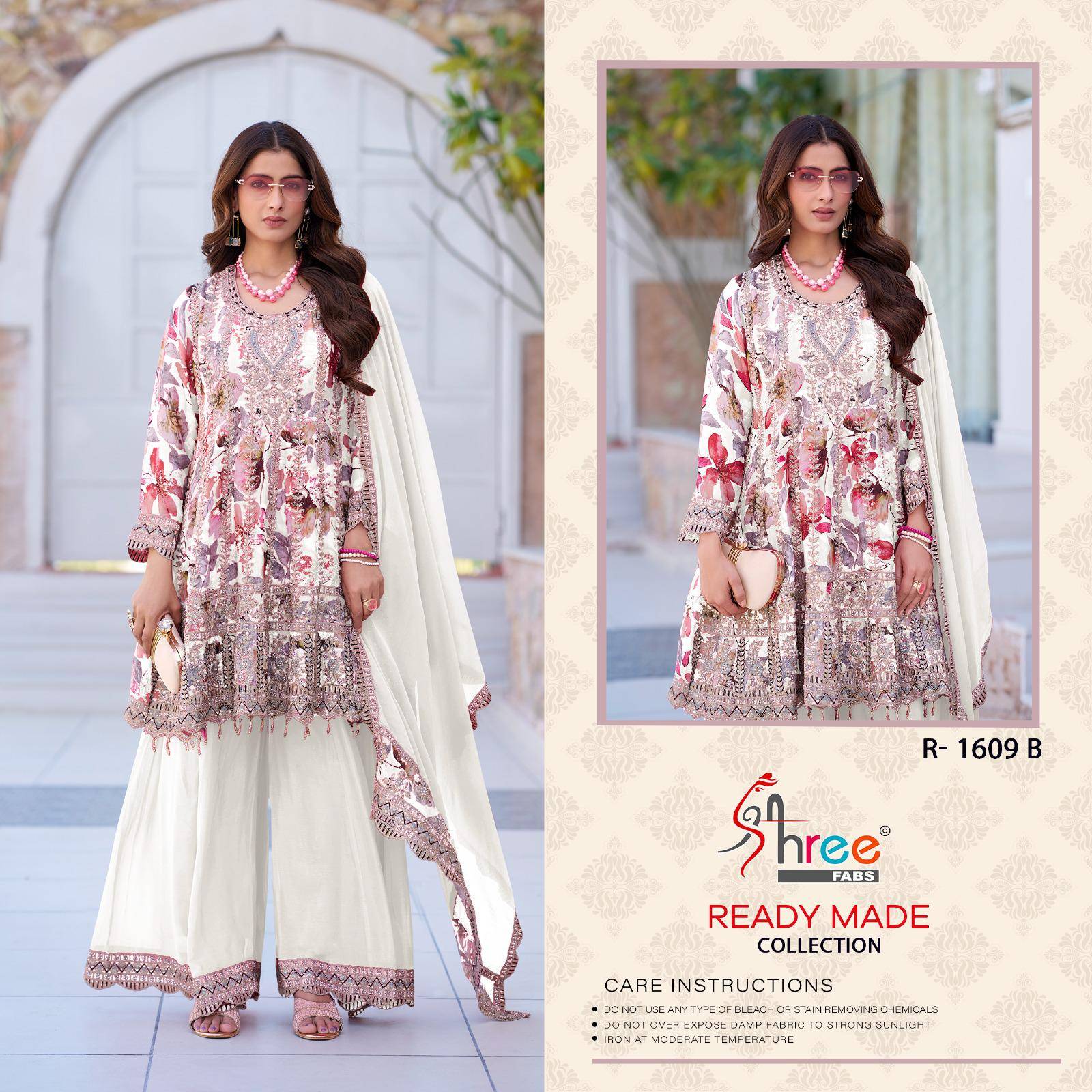 Shree Fabs Hit Design R-1609 Colours By Shree Fabs R-1609-A To R-1609-D Series Beautiful Pakistani Suits Stylish Fancy Colorful Party Wear & Occasional Wear Chinnon Embroidered Dresses At Wholesale Price