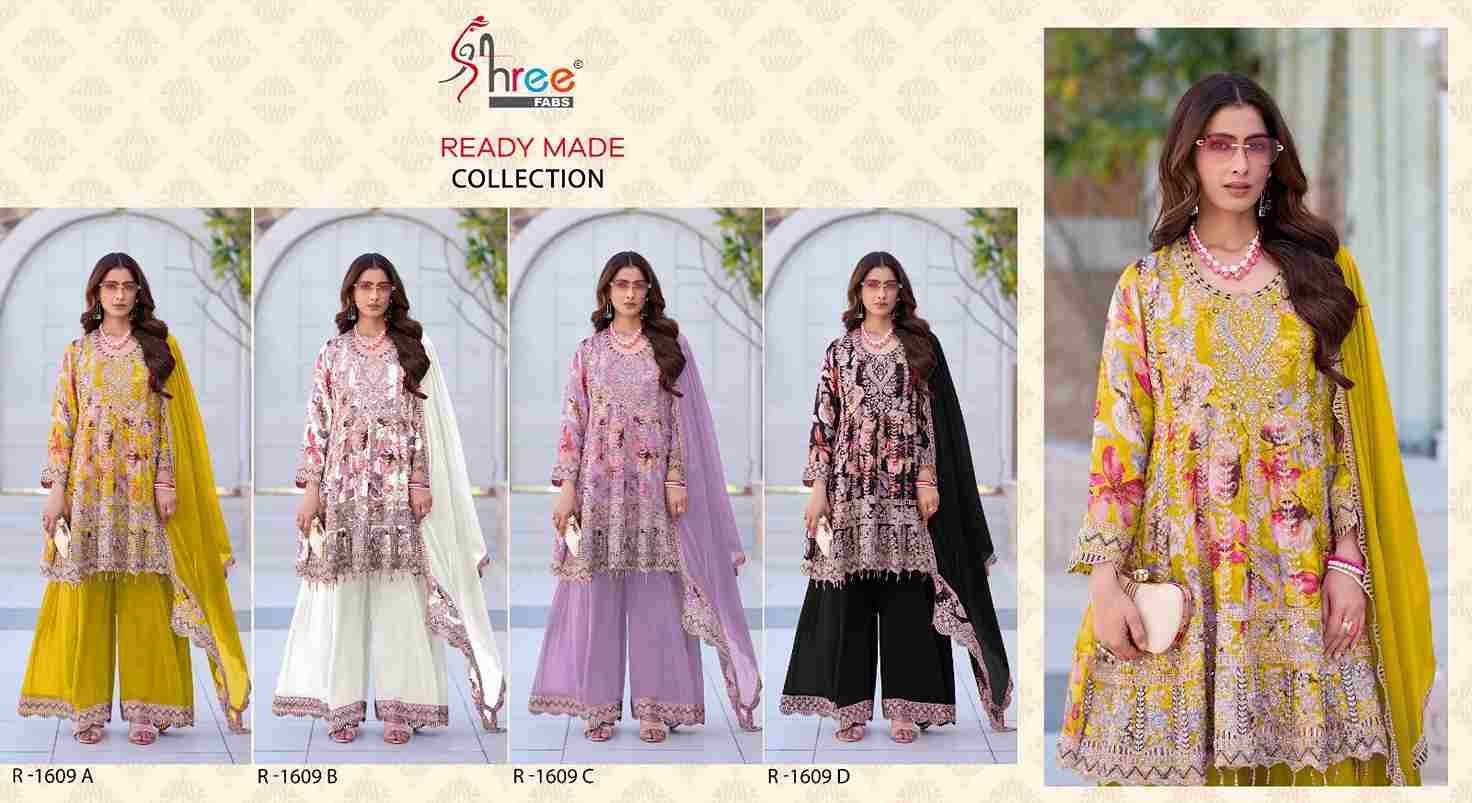 Shree Fabs Hit Design R-1609 Colours By Shree Fabs R-1609-A To R-1609-D Series Beautiful Pakistani Suits Stylish Fancy Colorful Party Wear & Occasional Wear Chinnon Embroidered Dresses At Wholesale Price