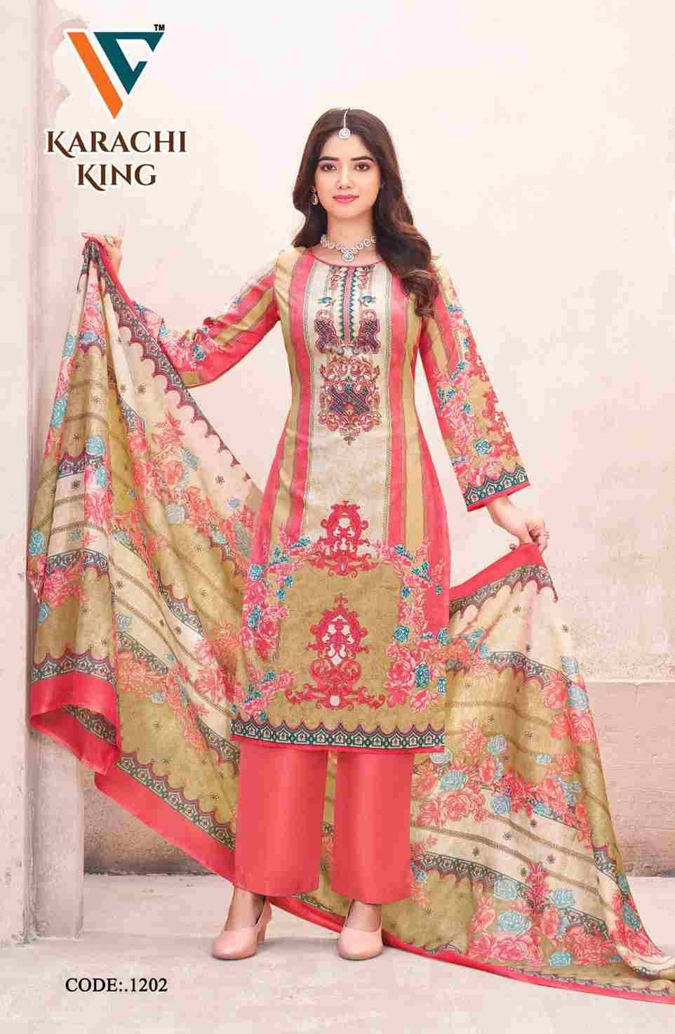 Karachi King Vol-12 By Vandana Creation 1201 To 1208 Series Beautiful Festive Suits Stylish Fancy Colorful Casual Wear & Ethnic Wear Cotton Print Dresses At Wholesale Price