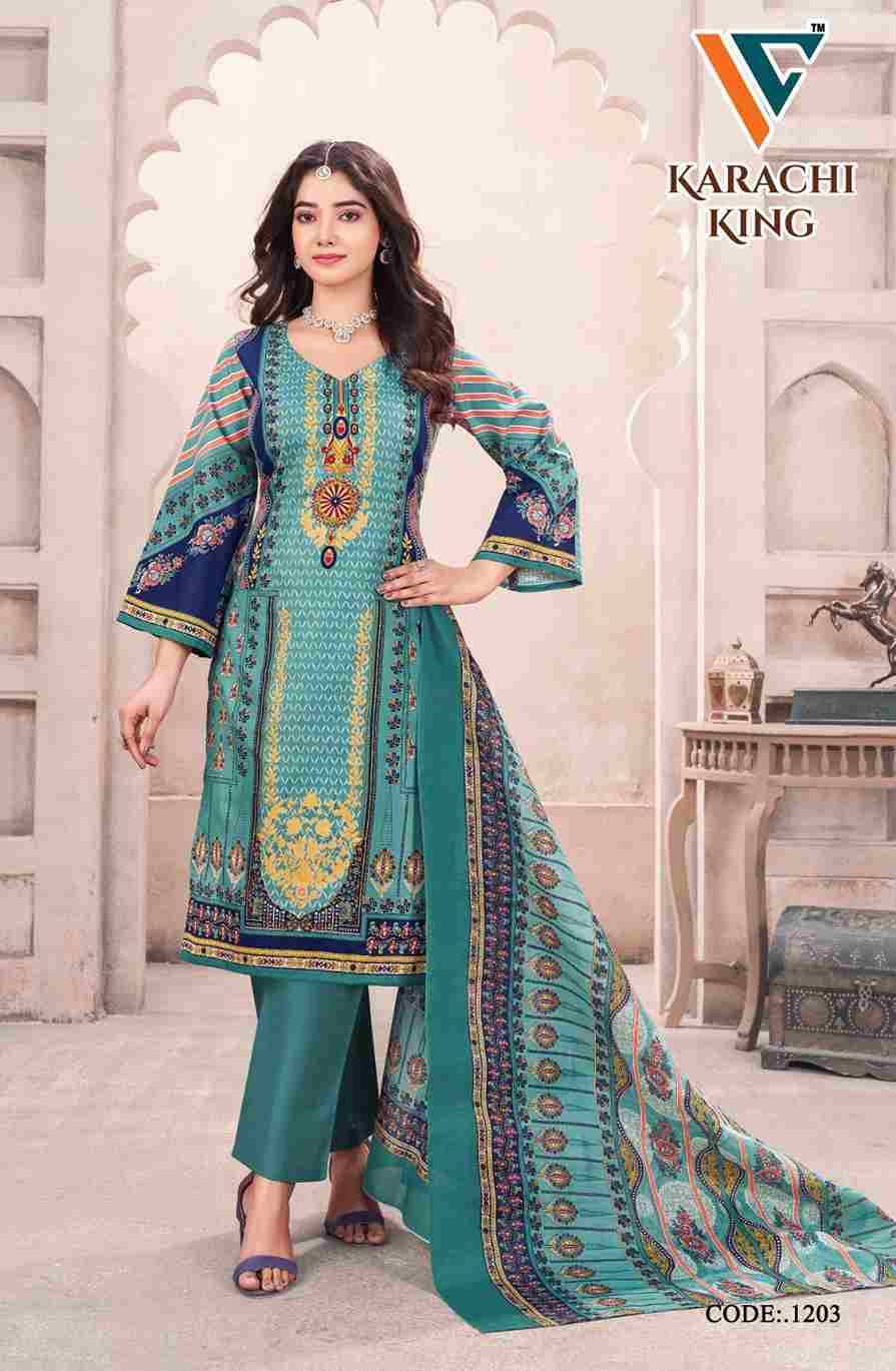 Karachi King Vol-12 By Vandana Creation 1201 To 1208 Series Beautiful Festive Suits Stylish Fancy Colorful Casual Wear & Ethnic Wear Cotton Print Dresses At Wholesale Price