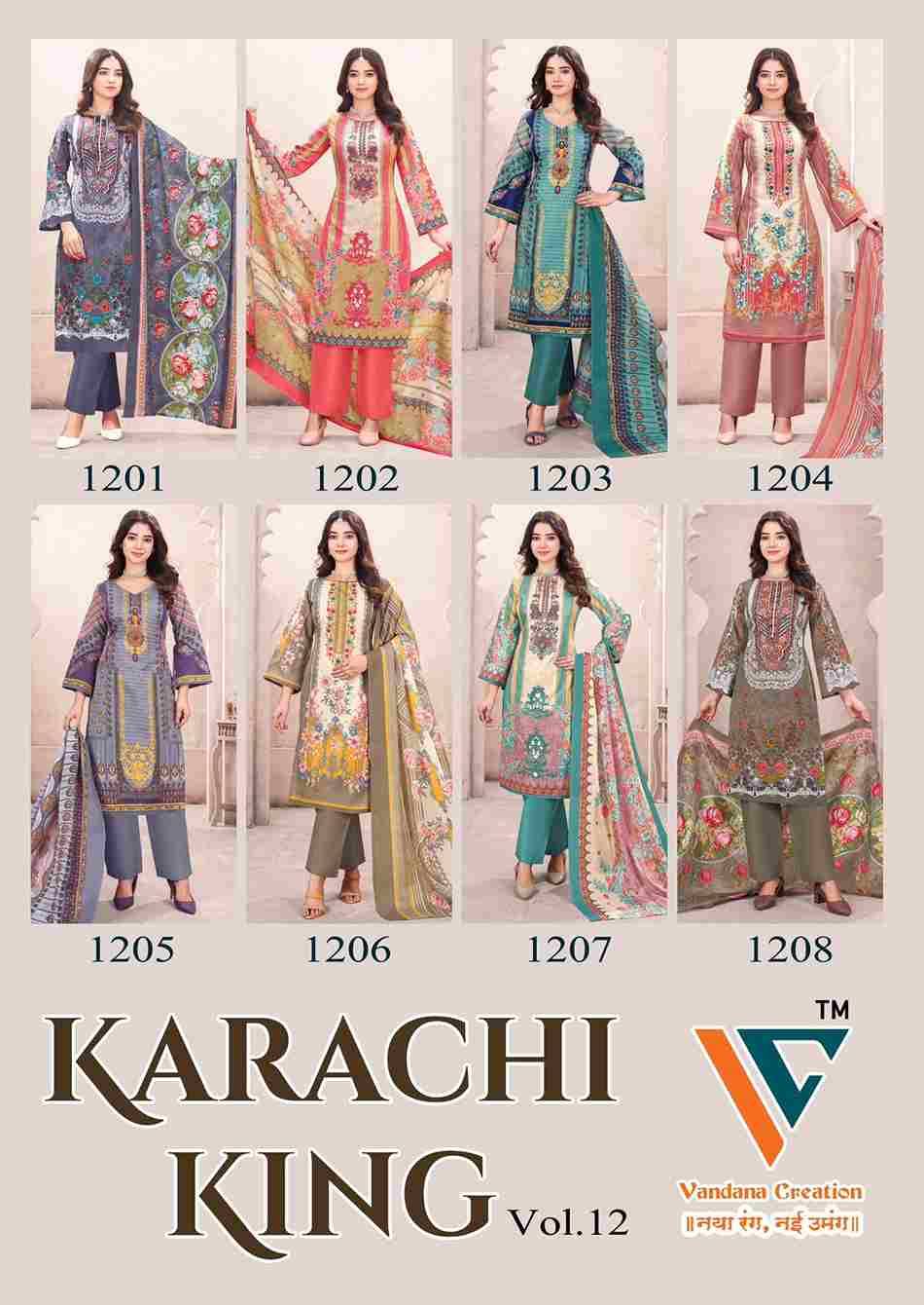 Karachi King Vol-12 By Vandana Creation 1201 To 1208 Series Beautiful Festive Suits Stylish Fancy Colorful Casual Wear & Ethnic Wear Cotton Print Dresses At Wholesale Price