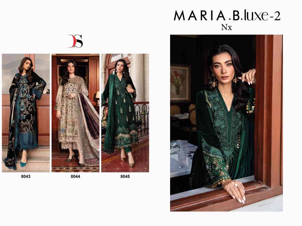 Maria.B.Luxe Vol-2 Nx By Deepsy Suits 8043 To 8045 Series Pakistani Stylish Beautiful Colourful Printed & Embroidered Party Wear & Occasional Wear Pure Viscose Rayon Dresses At Wholesale Price