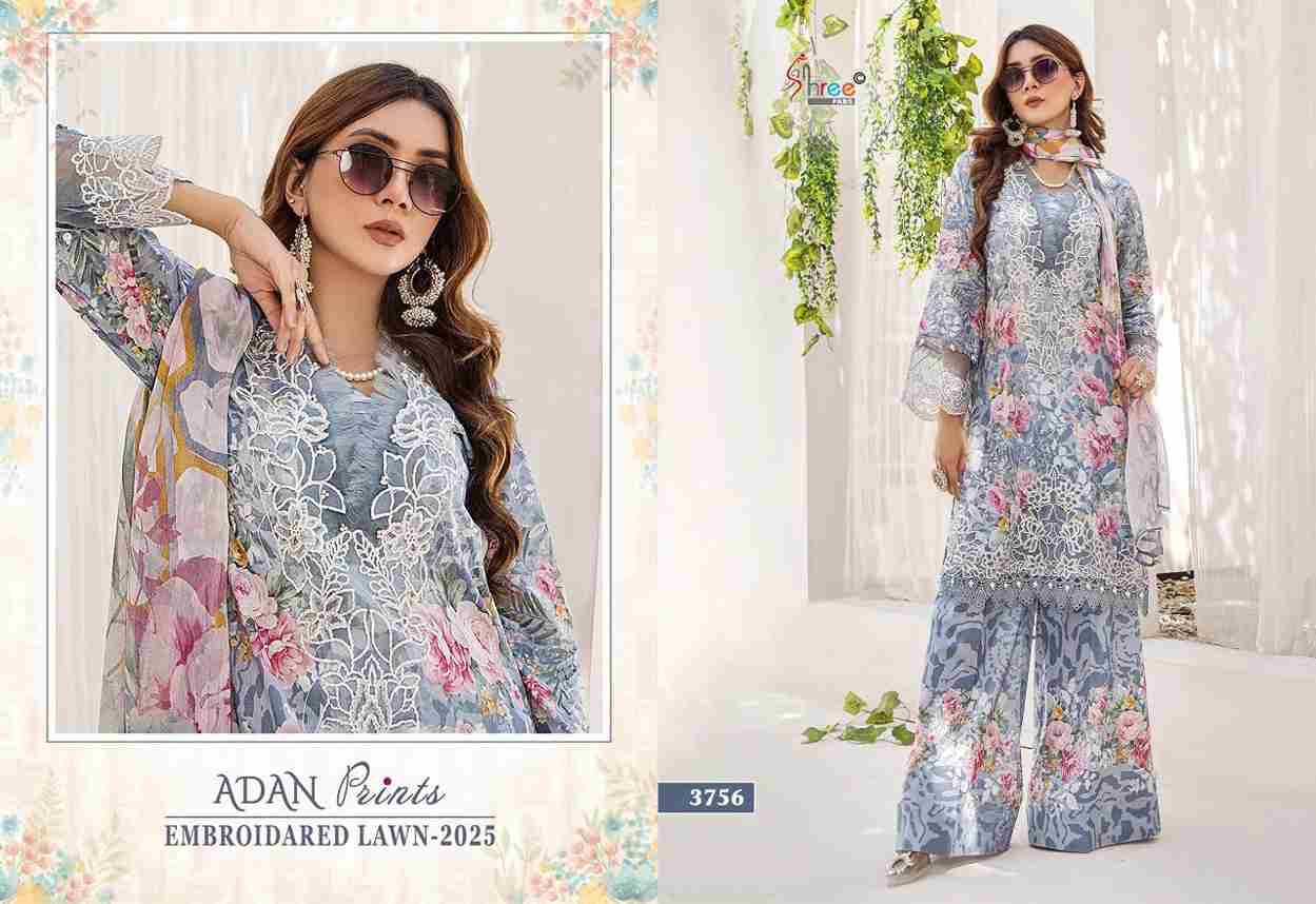 Adan Prints Embroidered Lawn-2025 By Shree Fabs 3756 To 3762 Series Designer Pakistani Suits Beautiful Fancy Stylish Colorful Party Wear & Occasional Wear Pure Cotton Embroidery Dresses At Wholesale Price