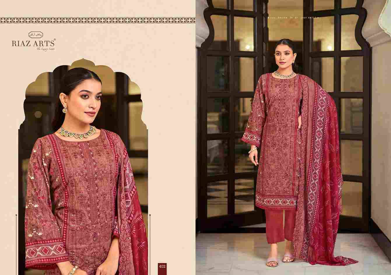 Bin Saeed Vol-4 By Riaz Arts 401 To 408 Series Beautiful Festive Suits Stylish Fancy Colorful Casual Wear & Ethnic Wear Pure Cotton Print Dresses At Wholesale Price