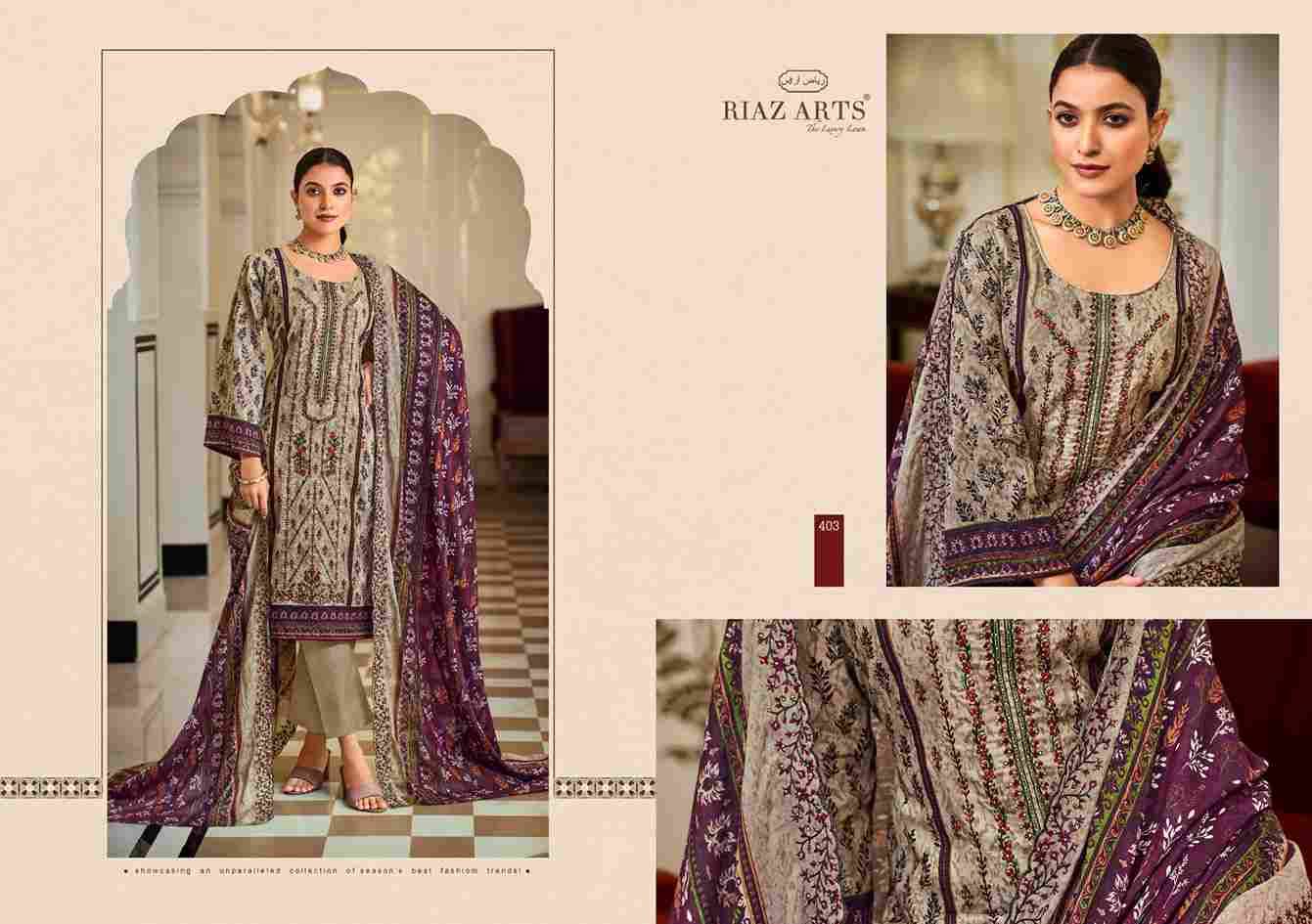 Bin Saeed Vol-4 By Riaz Arts 401 To 408 Series Beautiful Festive Suits Stylish Fancy Colorful Casual Wear & Ethnic Wear Pure Cotton Print Dresses At Wholesale Price