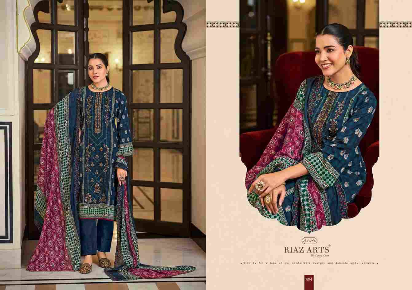 Bin Saeed Vol-4 By Riaz Arts 401 To 408 Series Beautiful Festive Suits Stylish Fancy Colorful Casual Wear & Ethnic Wear Pure Cotton Print Dresses At Wholesale Price