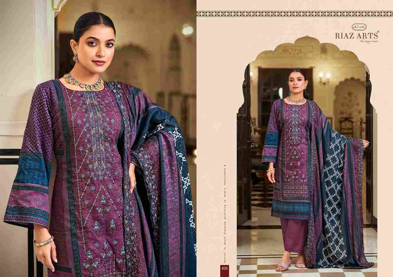 Bin Saeed Vol-4 By Riaz Arts 401 To 408 Series Beautiful Festive Suits Stylish Fancy Colorful Casual Wear & Ethnic Wear Pure Cotton Print Dresses At Wholesale Price