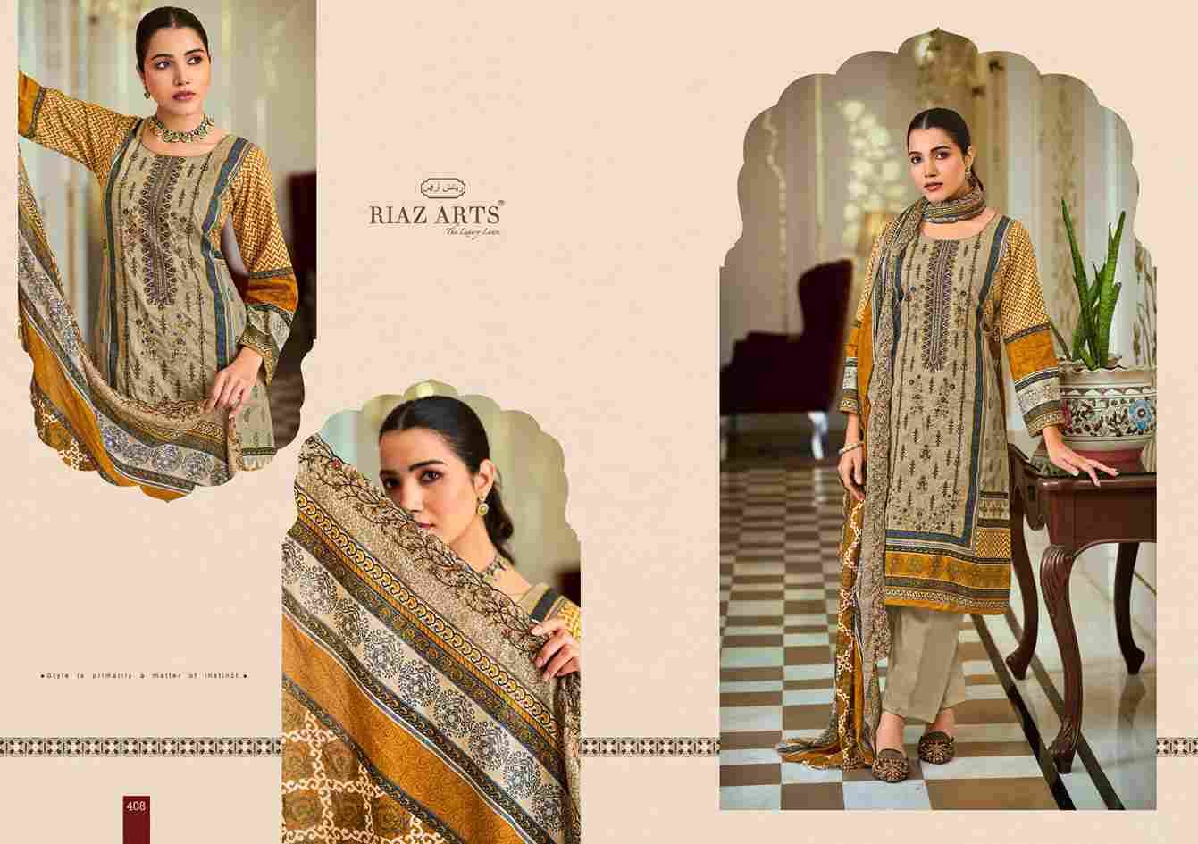 Bin Saeed Vol-4 By Riaz Arts 401 To 408 Series Beautiful Festive Suits Stylish Fancy Colorful Casual Wear & Ethnic Wear Pure Cotton Print Dresses At Wholesale Price