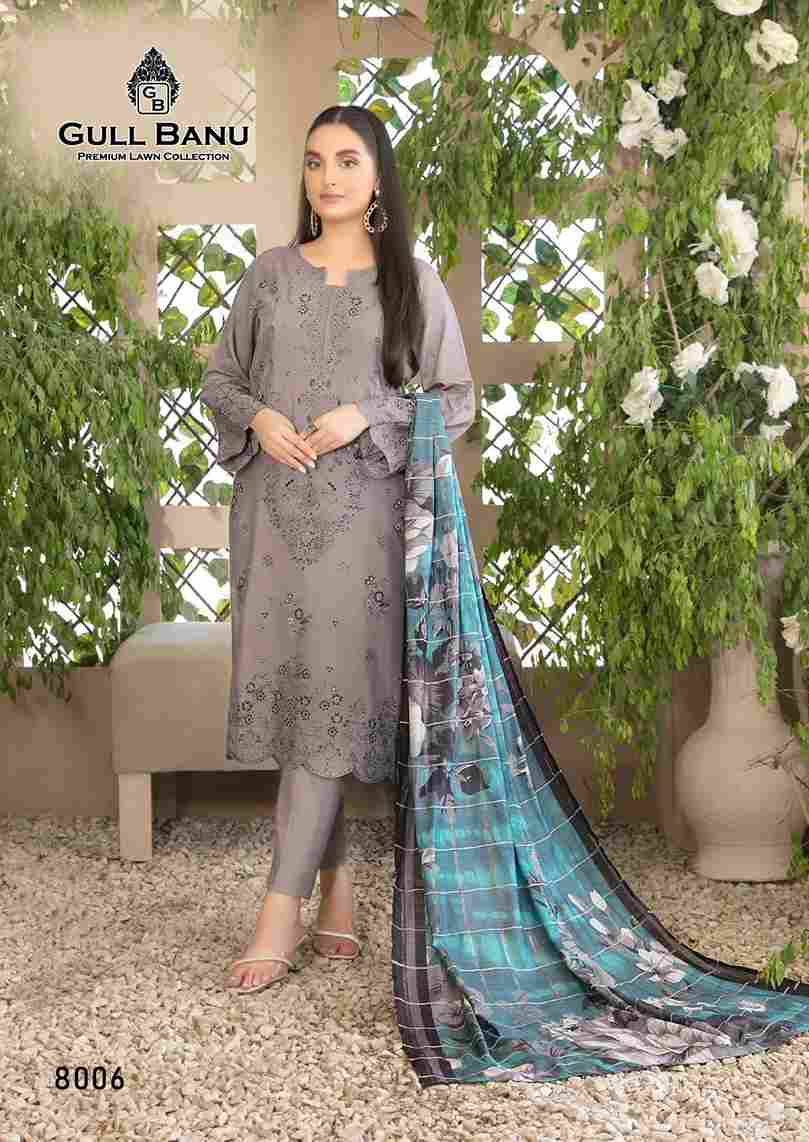 Gull Banu Vol-8 By Gull Aahmed 8001 To 8006 Series Beautiful Festive Suits Stylish Fancy Colorful Casual Wear & Ethnic Wear Pure Lawn Dresses At Wholesale Price