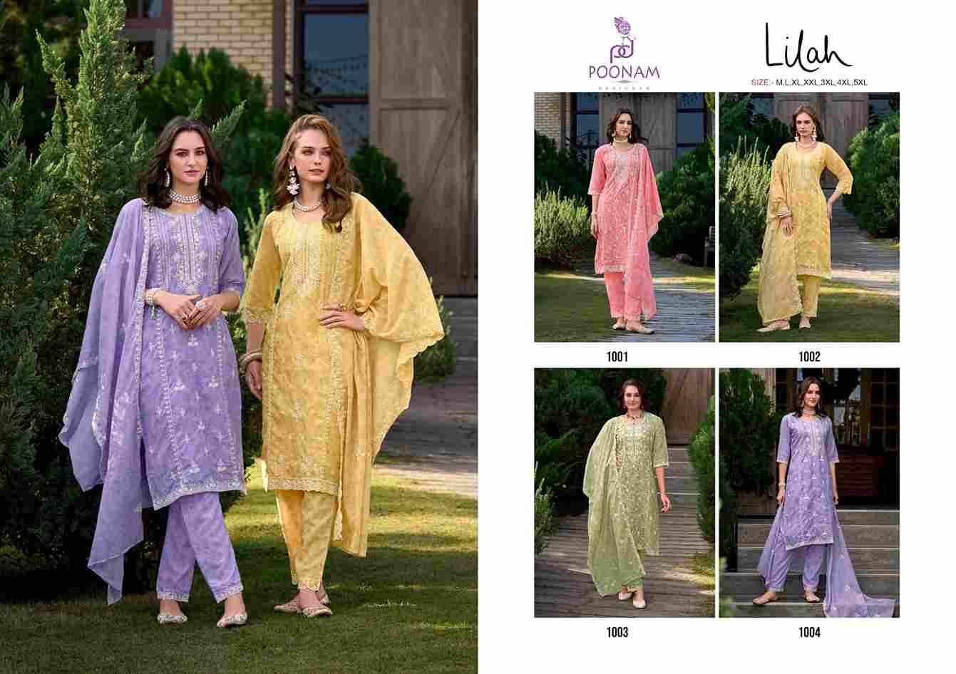 Lilah By Poonam Designer 1001 To 1004 Series Suits Beautiful Fancy Colorful Stylish Party Wear & Occasional Wear Pure Cotton Dresses At Wholesale Price