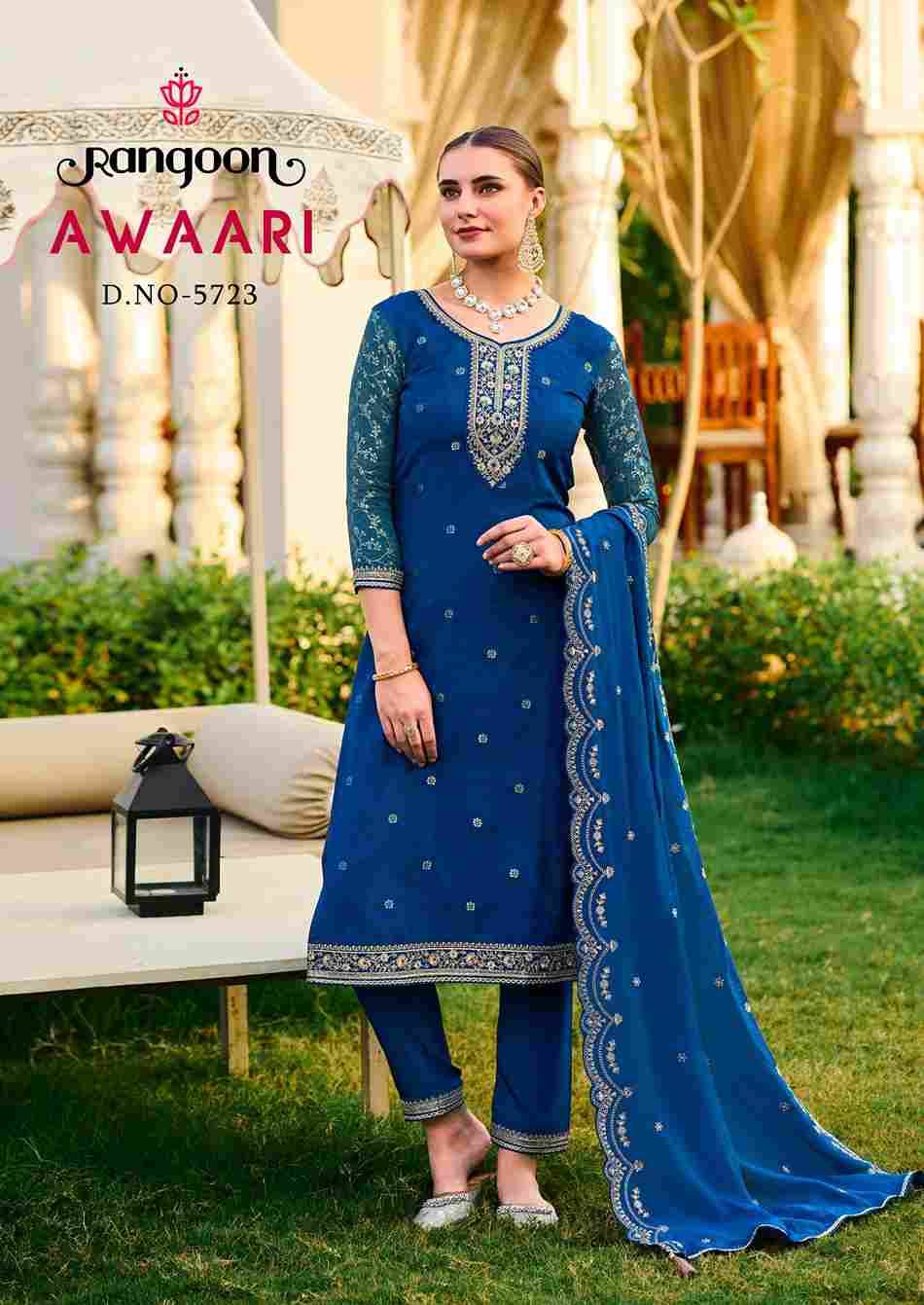 Awaari By Rangoon 5721 To 5724 Series Beautiful Stylish Festive Suits Fancy Colorful Casual Wear & Ethnic Wear & Ready To Wear Muslin Jacquard Dresses At Wholesale Price