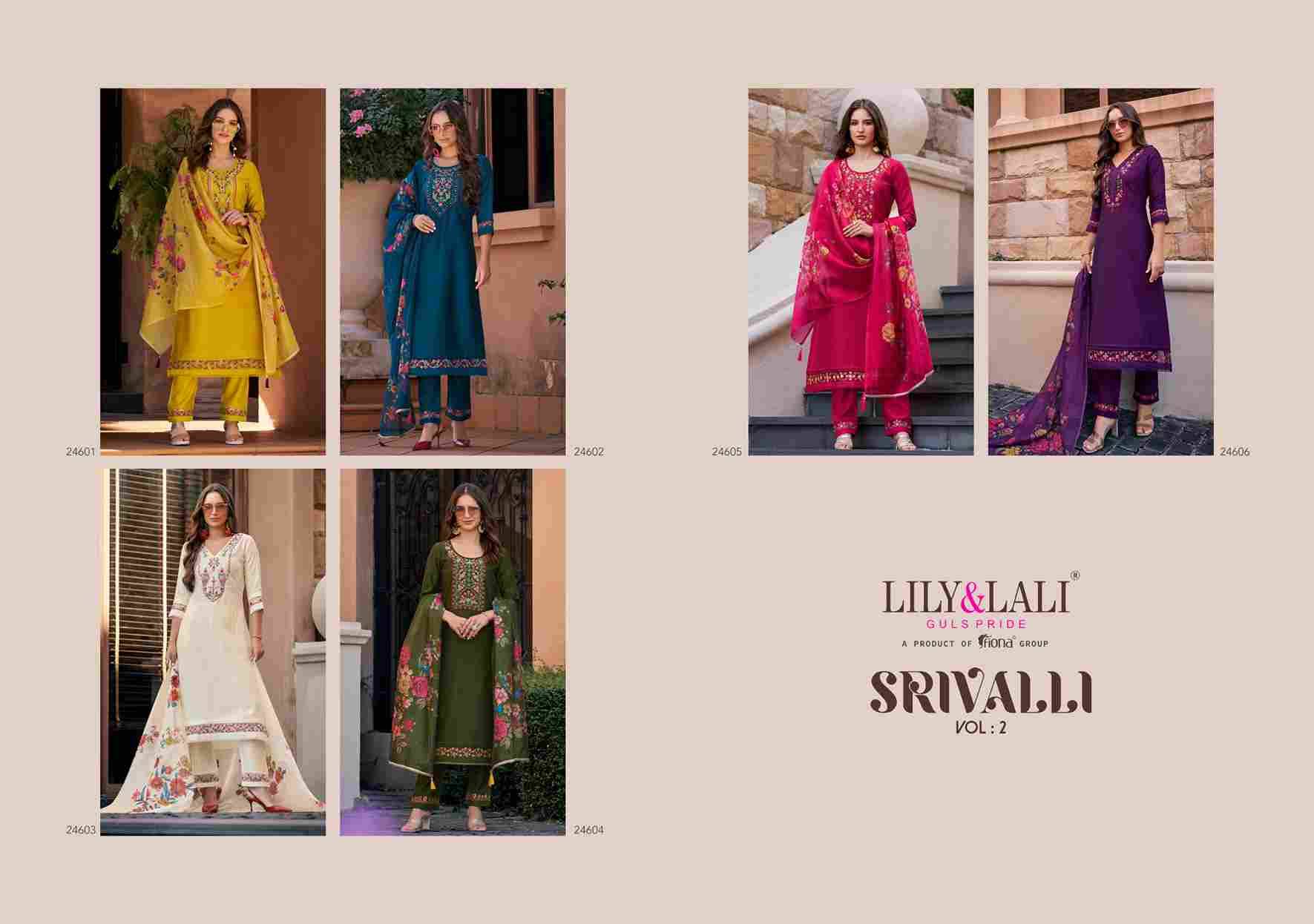 Srivalli Vol-2 By Lily And Lali 24601 To 24606 Series Beautiful Festive Suits Colorful Stylish Fancy Casual Wear & Ethnic Wear Viscose Silk Dresses At Wholesale Price