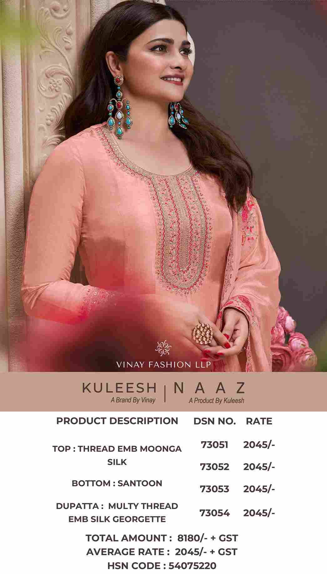 Naaz By Vinay Fashion 73051 To 73054 Series Designer Festive Suits Collection Beautiful Stylish Fancy Colorful Party Wear & Occasional Wear Munga Silk Dresses At Wholesale Price