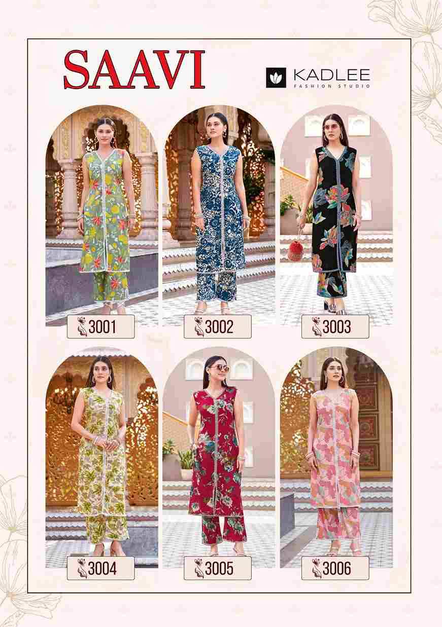 Saavi By Kadlee 3001 To 3006 Series Designer Stylish Fancy Colorful Beautiful Party Wear & Ethnic Wear Collection Rayon Print Kurtis With Bottom At Wholesale Price